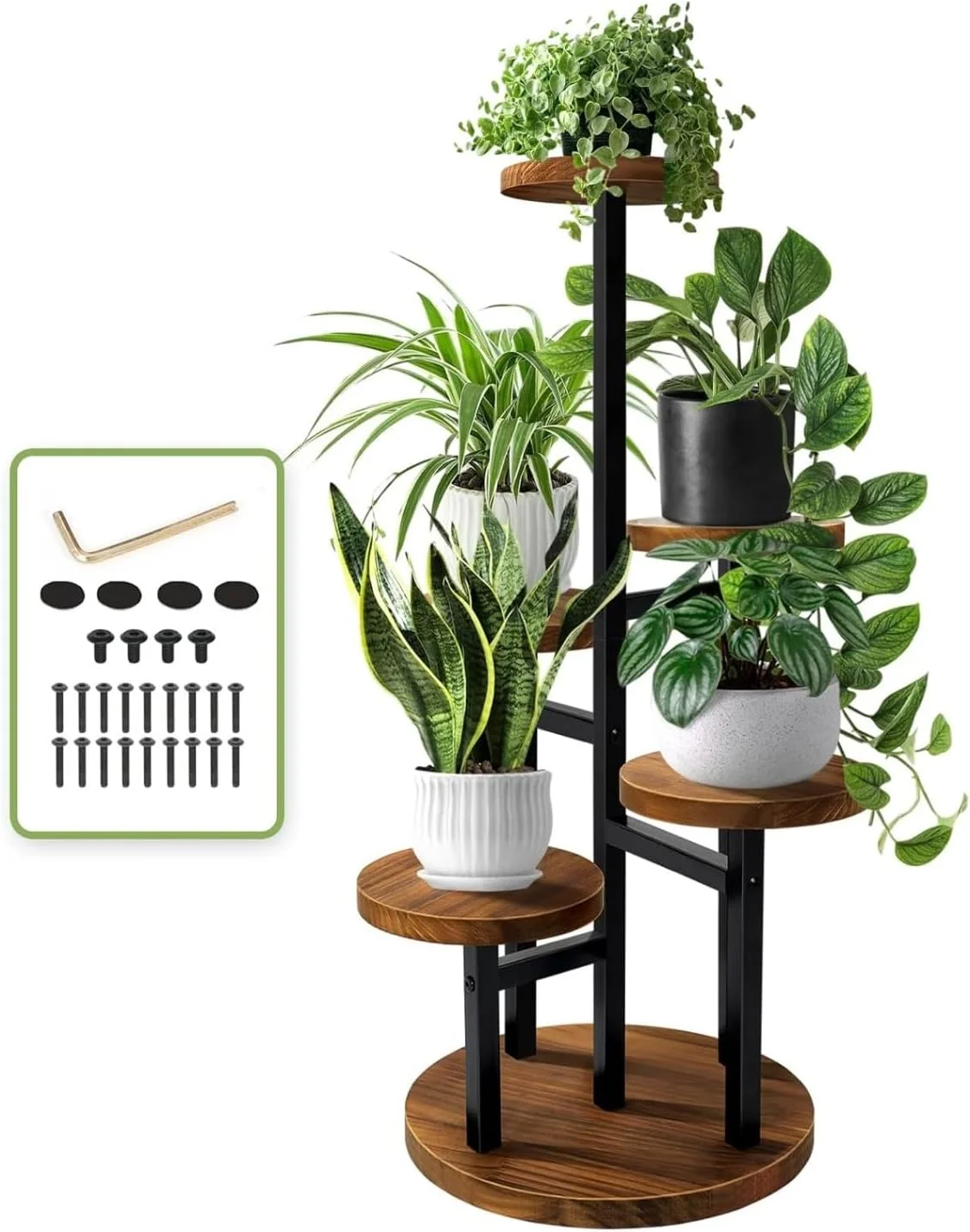 استند گلدان 3 طبقه، استند گلدان فلزی چوبی برای گیاهان آپارتمانی چندگانه، قفسه استند گلدان گل گوشه ای برای اتاق نشیمن اتاق خواب (5 طبقه) استند گلدان 3 طبقه، استند گلدان فلزی چوبی برای گیاهان آپارتمانی چندگانه، قفسه استند گلدان گل گوشه ای برای اتاق نشیمن اتاق خواب (5 طبقه)