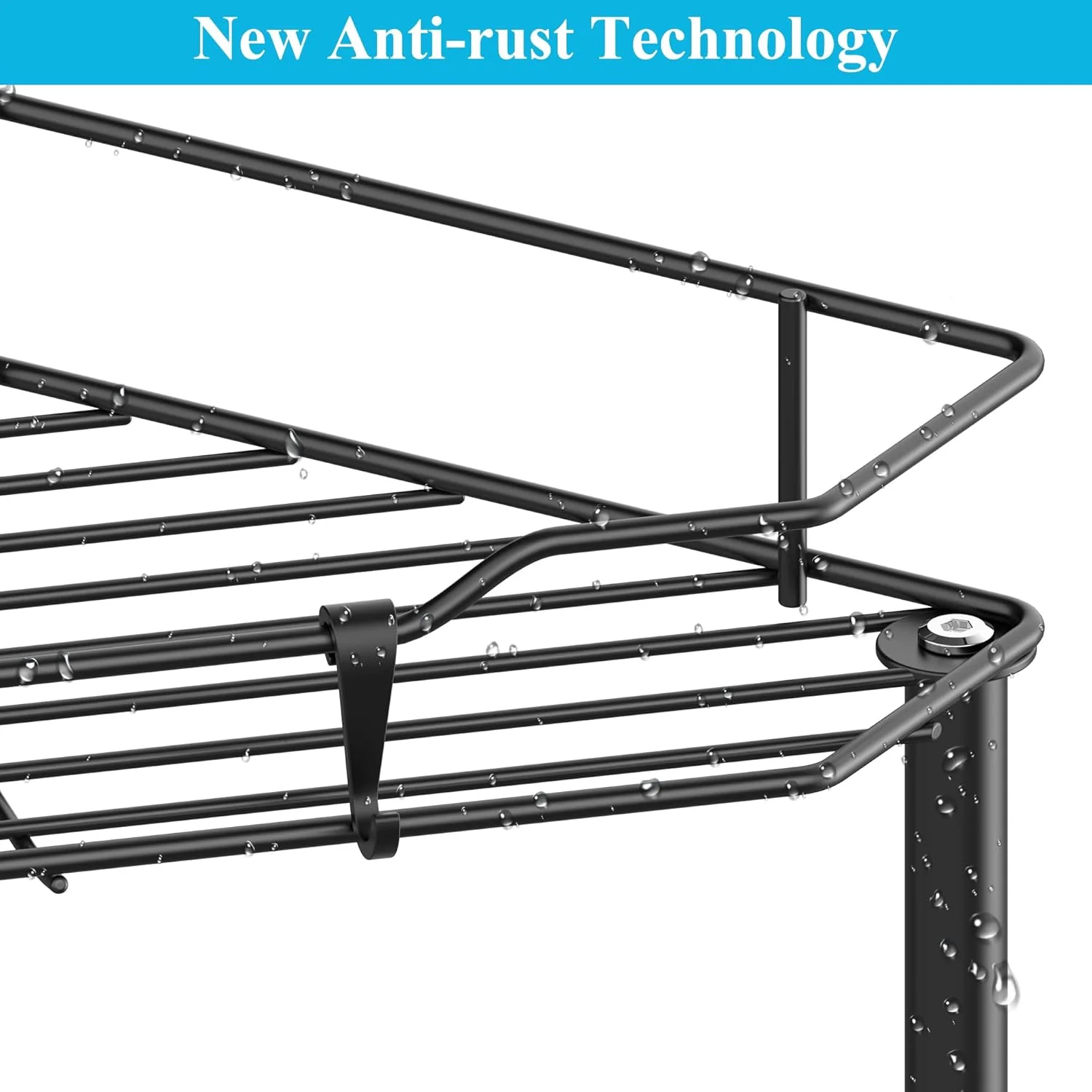 قفسه گوشه ای 4 طبقه استند دار HuggieGems به همراه قلاب، قفسه حمام، رنگ مشکی