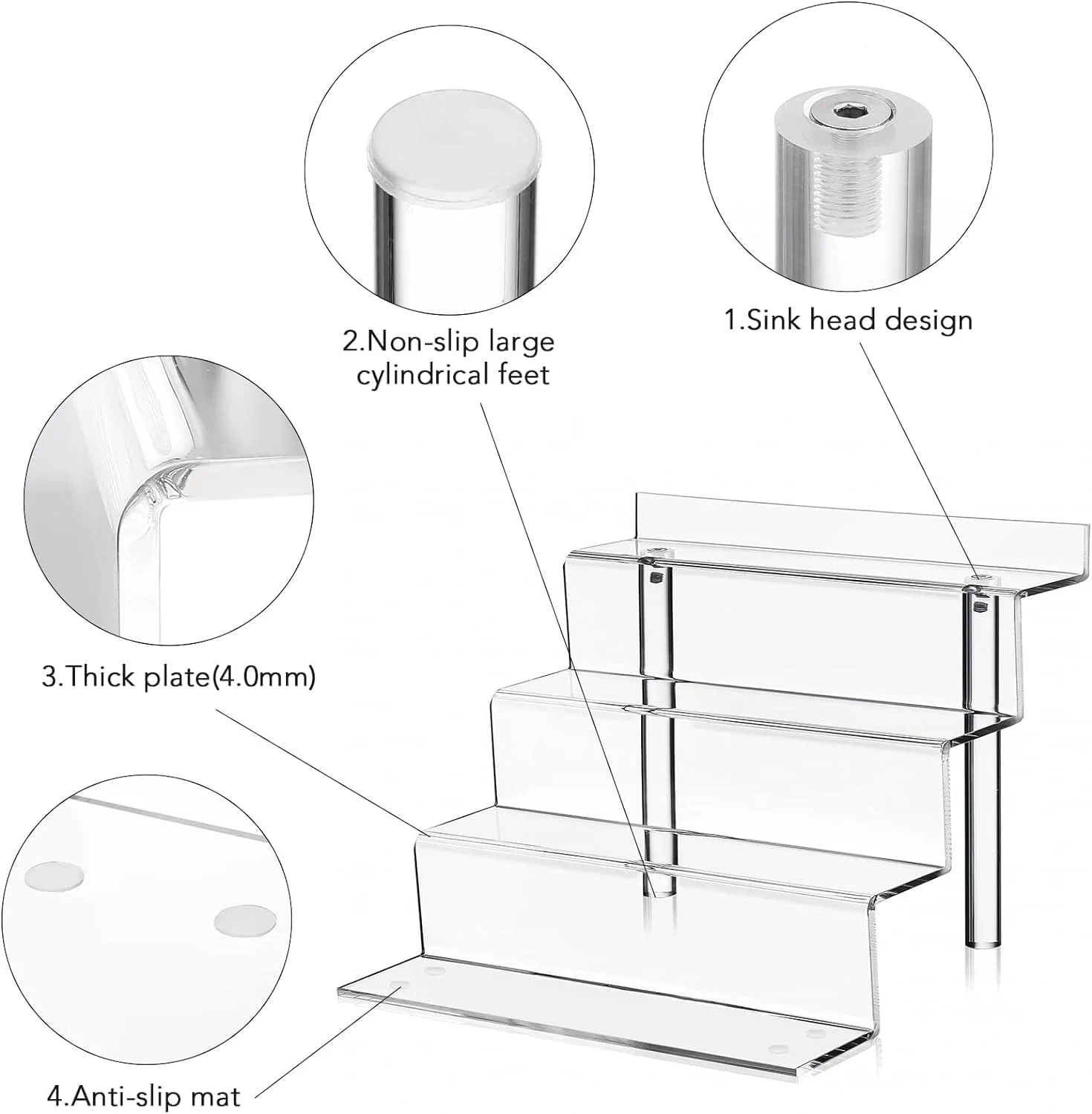 پایه نمایشگر آکریلیک هوخشا 12 اینچی، استند 4 طبقه سازمان دهنده عطر، قفسه های نمایشگر سازگار با استند فانکو پاپ برای دکوراسیون و سازماندهی
