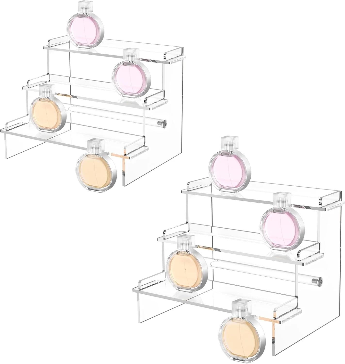 پایه های آکریلیک Janaden برای نمایش، استند سازمان دهنده عطر، قفسه های نمایش پله ای آکریلیک، استندهای نمایش آکریلیک شفاف 4 طبقه برای سازماندهی لوسیون مراقبت از پوست و لوازم آرایش