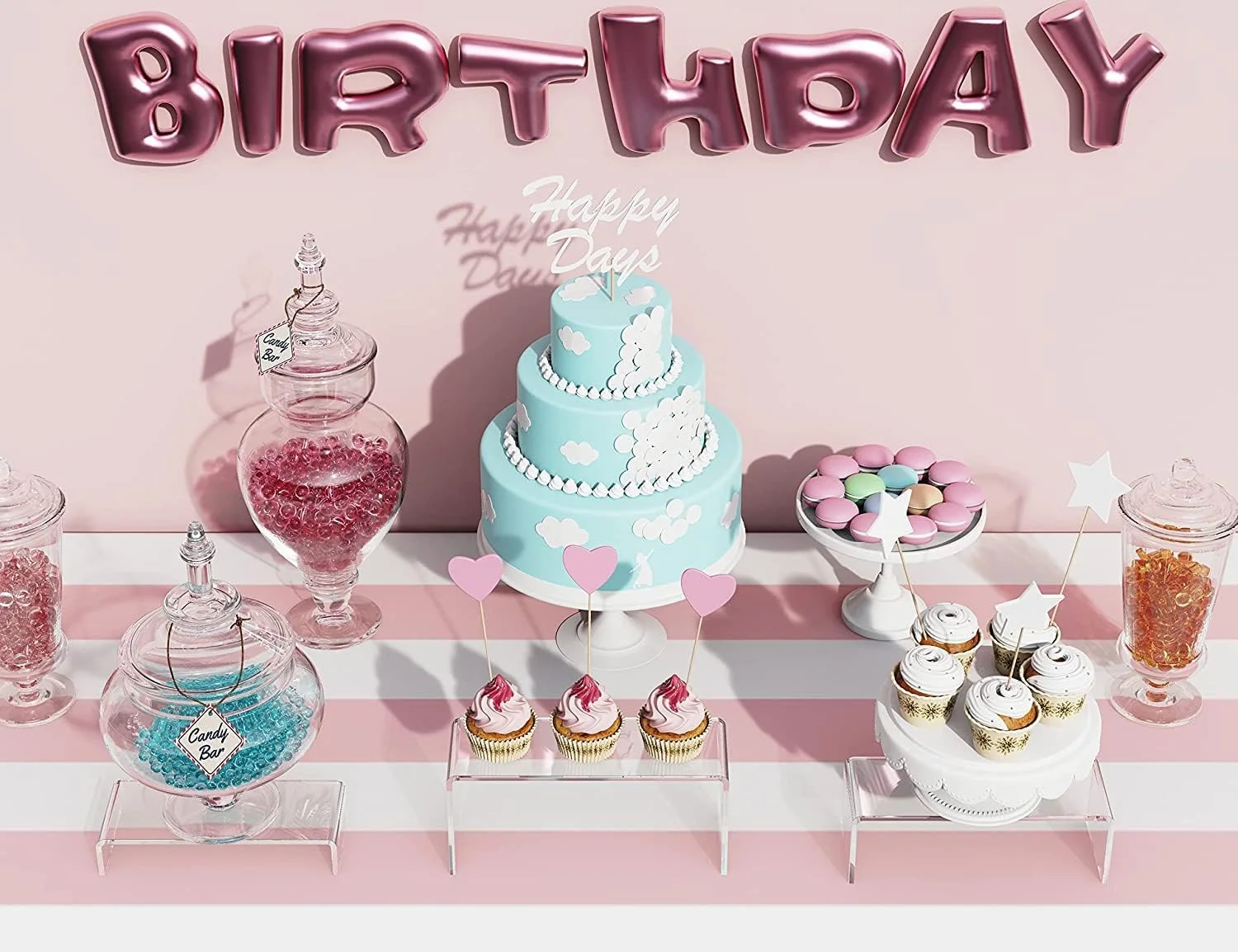 پایه های نمایشگر اکریلیک، قفسه نمایشگر شفاف، استند ویترین 3 مرحله ای، سازمان دهنده عطر، استند دسر کیک فنجانی برای نمایش رویدادهای مهمانی (2 ست)