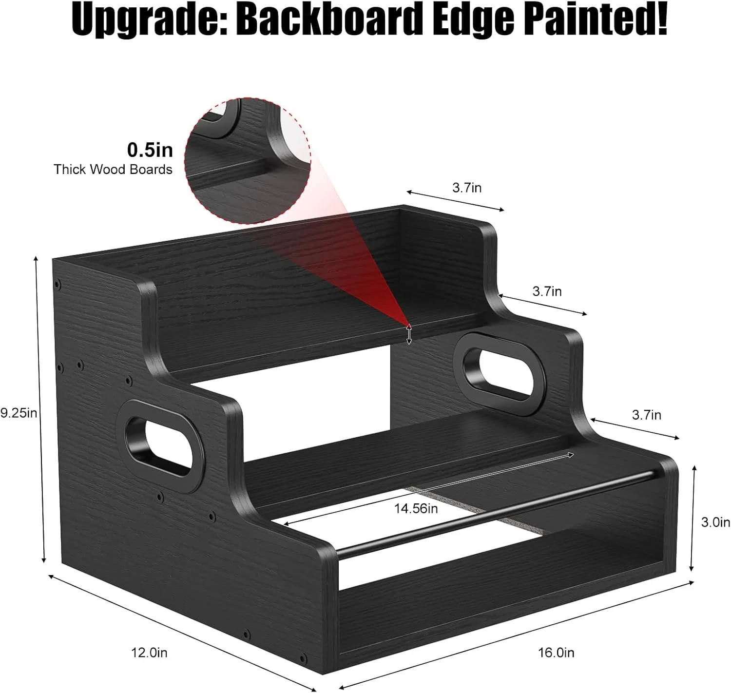 قفسه نمایش بطری نوشیدنی KLM، سازمان دهنده قفسه شربت قهوه، قفسه شراب نوشیدنی رومیزی 3 طبقه، مینی بار، کابینت نوشیدنی، پایه قفسه بار خانگی رترو برای ویسکی و سایر نوشیدنی ها (مشکی)