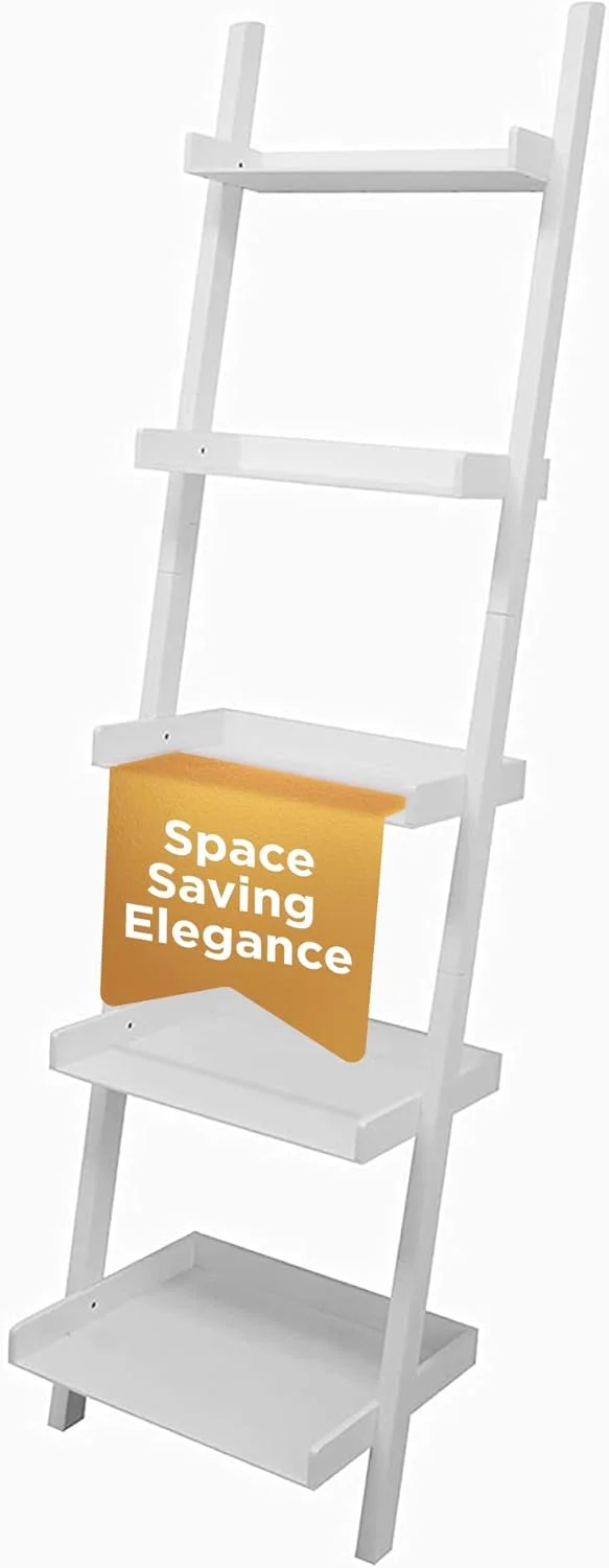 قفسه نردبانی چوبی مدرن 5 طبقه Kiera Grace، سفید