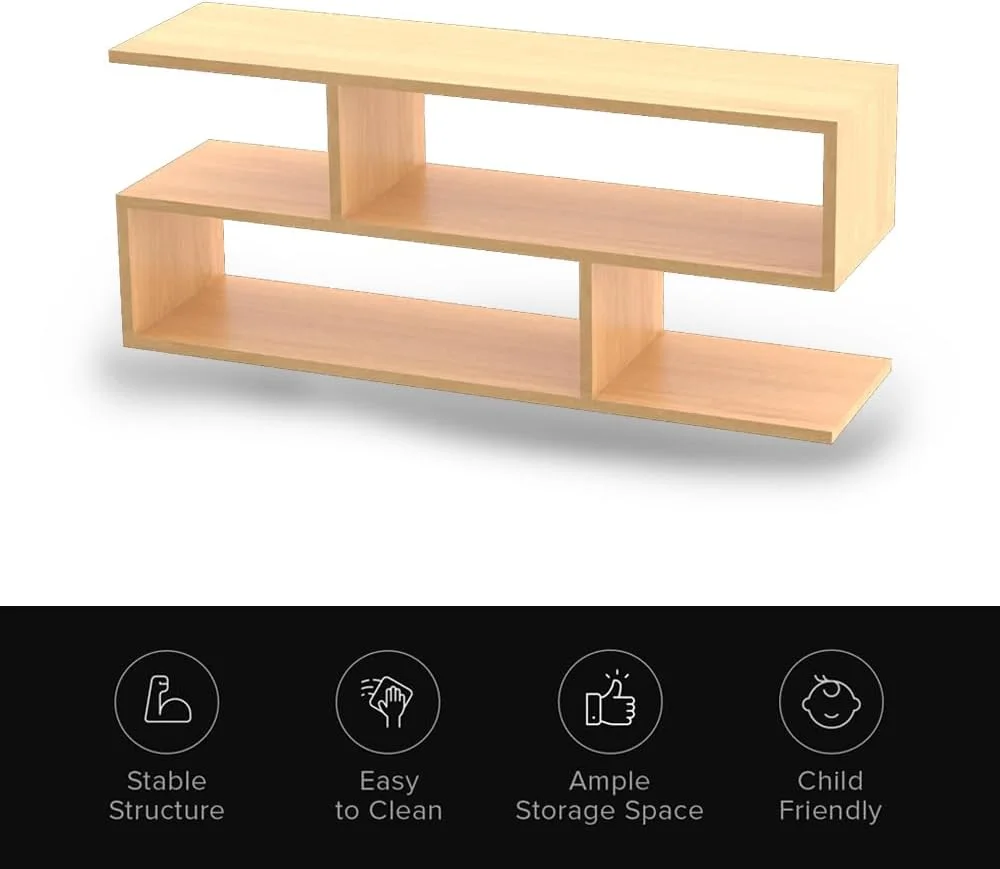 میز تلویزیون مدرن و میز قهوه خوری Mahmayi با قفسه ذخیره سازی 2 طبقه، پایه مانیتور برای لپ تاپ خانگی، چاپگر و صفحه تلویزیون - راش جهانی