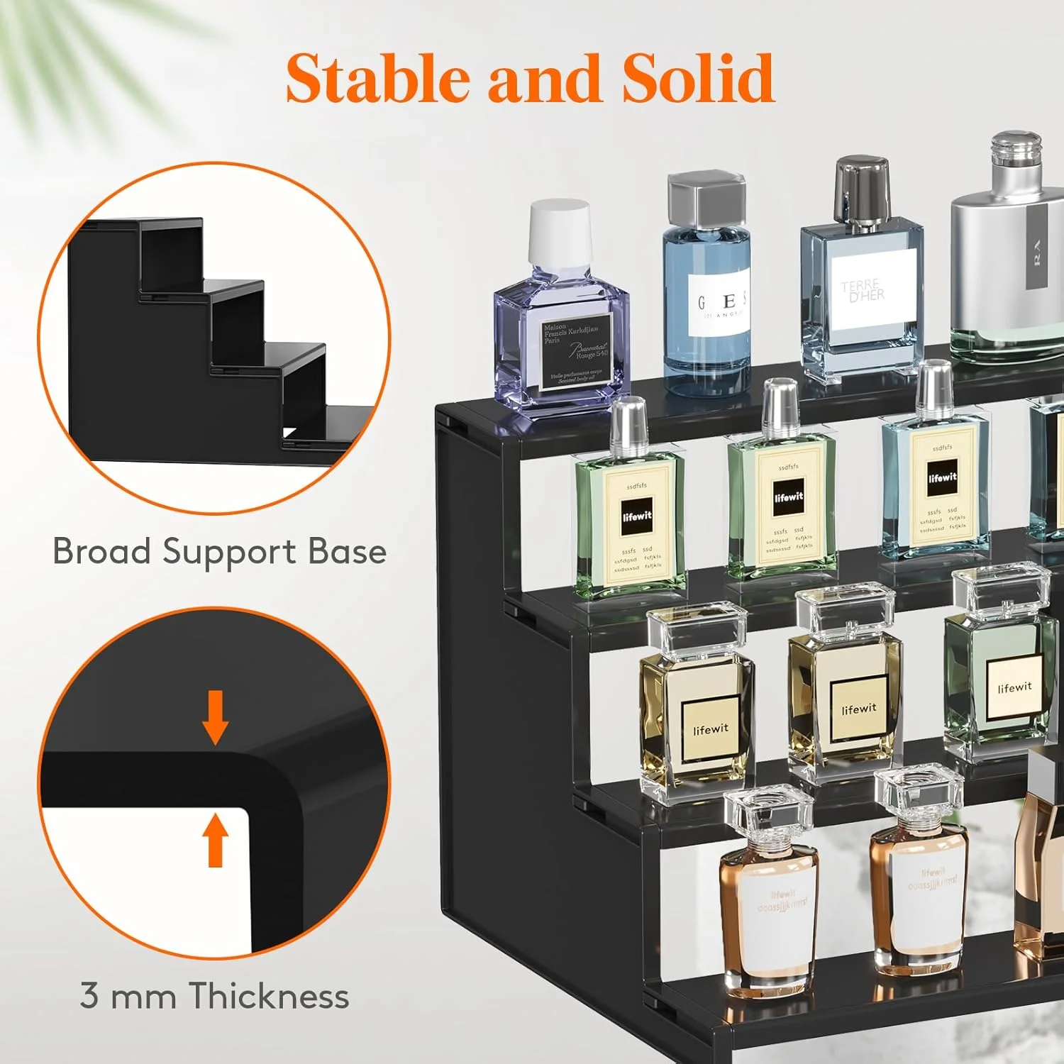 استند پلاستیکی 12 اینچی Lifewit، سازمان دهنده عطر، مونتاژ آسان بدون ابزار، قفسه استند نمایش برای عطر، مراقبت از پوست، مجسمه، دسر، مناسب برای میز آرایش، روی میز، کابینت، 2 عددی