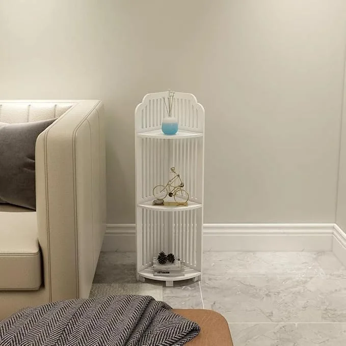 استند گوشه حمام LINGWEI، سازمان دهنده سینک، قفسه گوشه حمام، قفسه گوشه، قفسه نمایشگر 3،4 طبقه برای حمام منزل (3 طبقه (استایل-2))