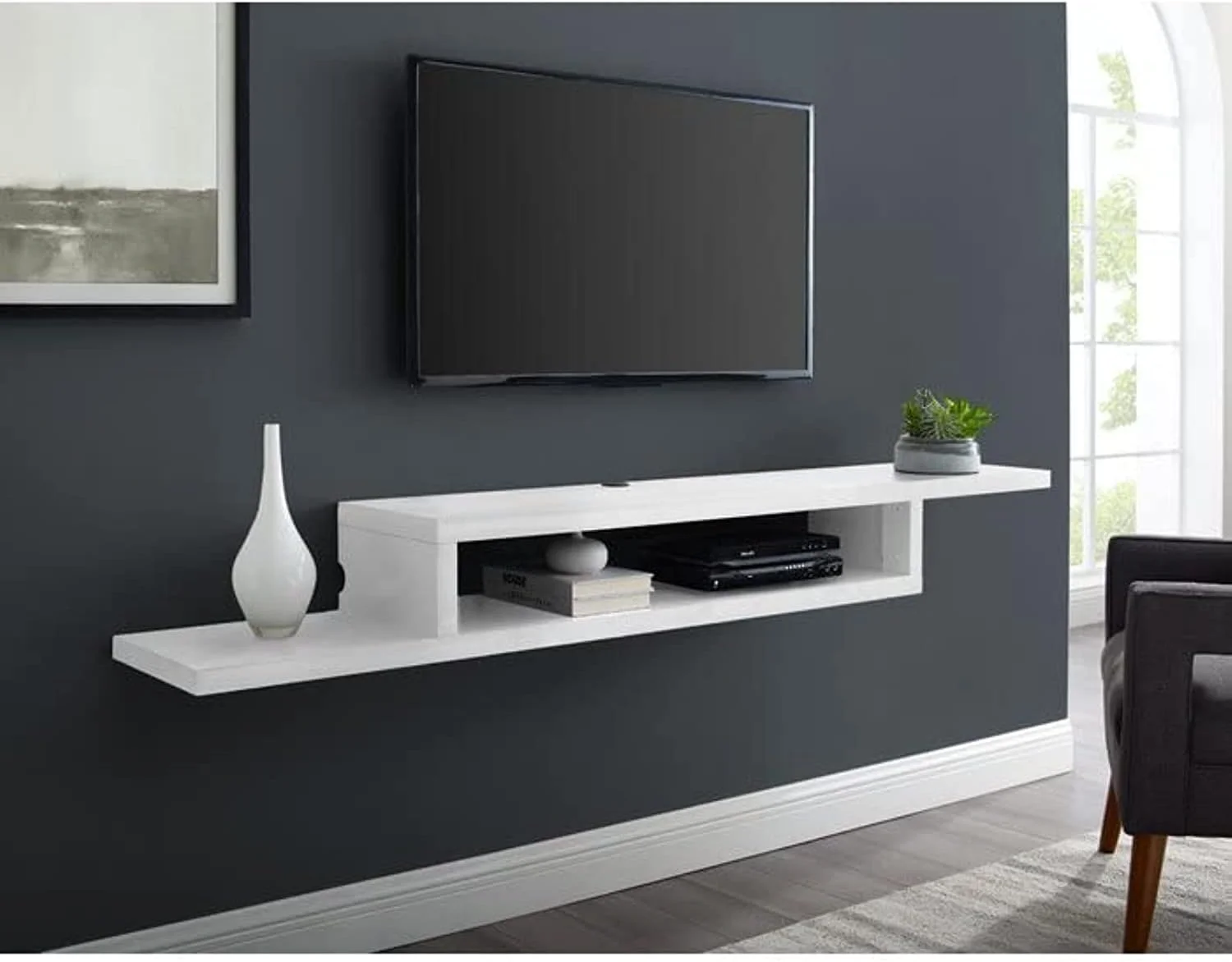 کابینت استند تلویزیون دیواری زد (135x24x15 سانتی متر، سفید)