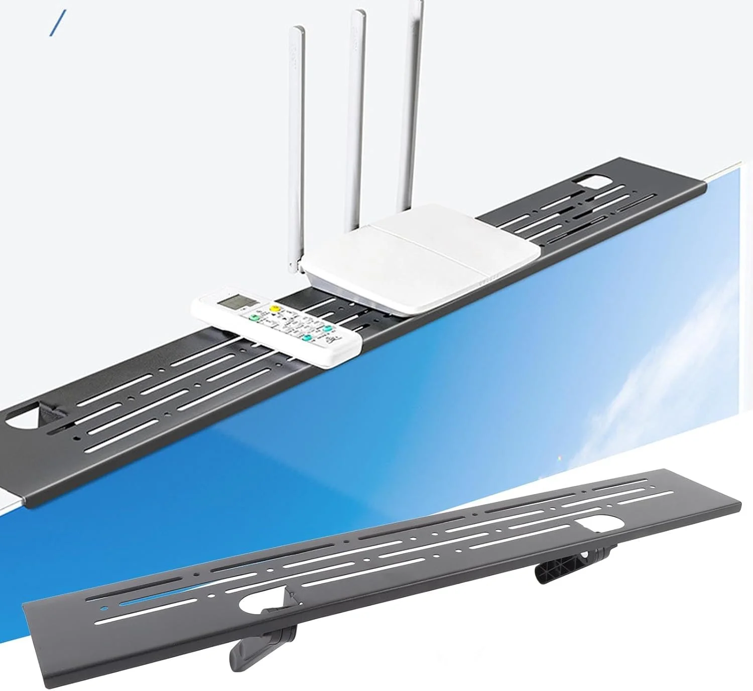 طبقه بالای تلویزیون، سازمان دهنده فولادی تلویزیون با بازوهای نگهدارنده قابل تنظیم، پایه شناور صفحه نمایش، 60 سانتی متر، تحمل وزن تا 6 کیلوگرم، مشکی، سازگار با دستگاه های الکترونیکی مختلف و دکوراسیون منزل طبقه بالای تلویزیون، سازمان دهنده فولادی تلویزیون با بازوهای نگهدارنده قابل تنظیم، پایه شناور صفحه نمایش، 60 سانتی متر، تحمل وزن تا 6 کیلوگرم، مشکی، سازگار با دستگاه های الکترونیکی مختلف و دکوراسیون منزل