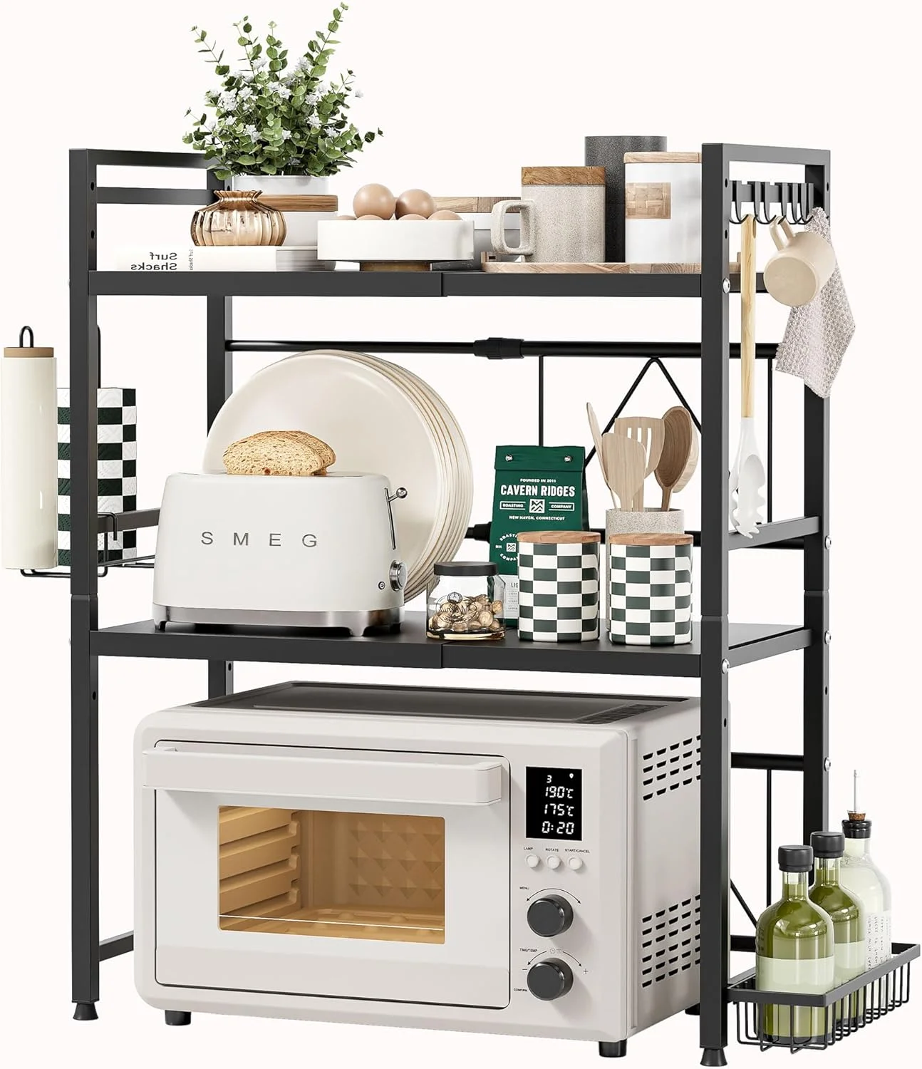 پایه مایکروویو 3 طبقه NETEL، قفسه مایکروویو فولادی کربنی قابل گسترش با نگهدارنده لوازم جانبی، قفسه سازمان دهنده آشپزخانه با ظرفیت بزرگ برای صرفه جویی در فضا، قفسه های مایکروویو، مشکی پایه مایکروویو 3 طبقه NETEL، قفسه مایکروویو فولادی کربنی قابل گسترش با نگهدارنده لوازم جانبی، قفسه سازمان دهنده آشپزخانه با ظرفیت بزرگ برای صرفه جویی در فضا، قفسه های مایکروویو، مشکی