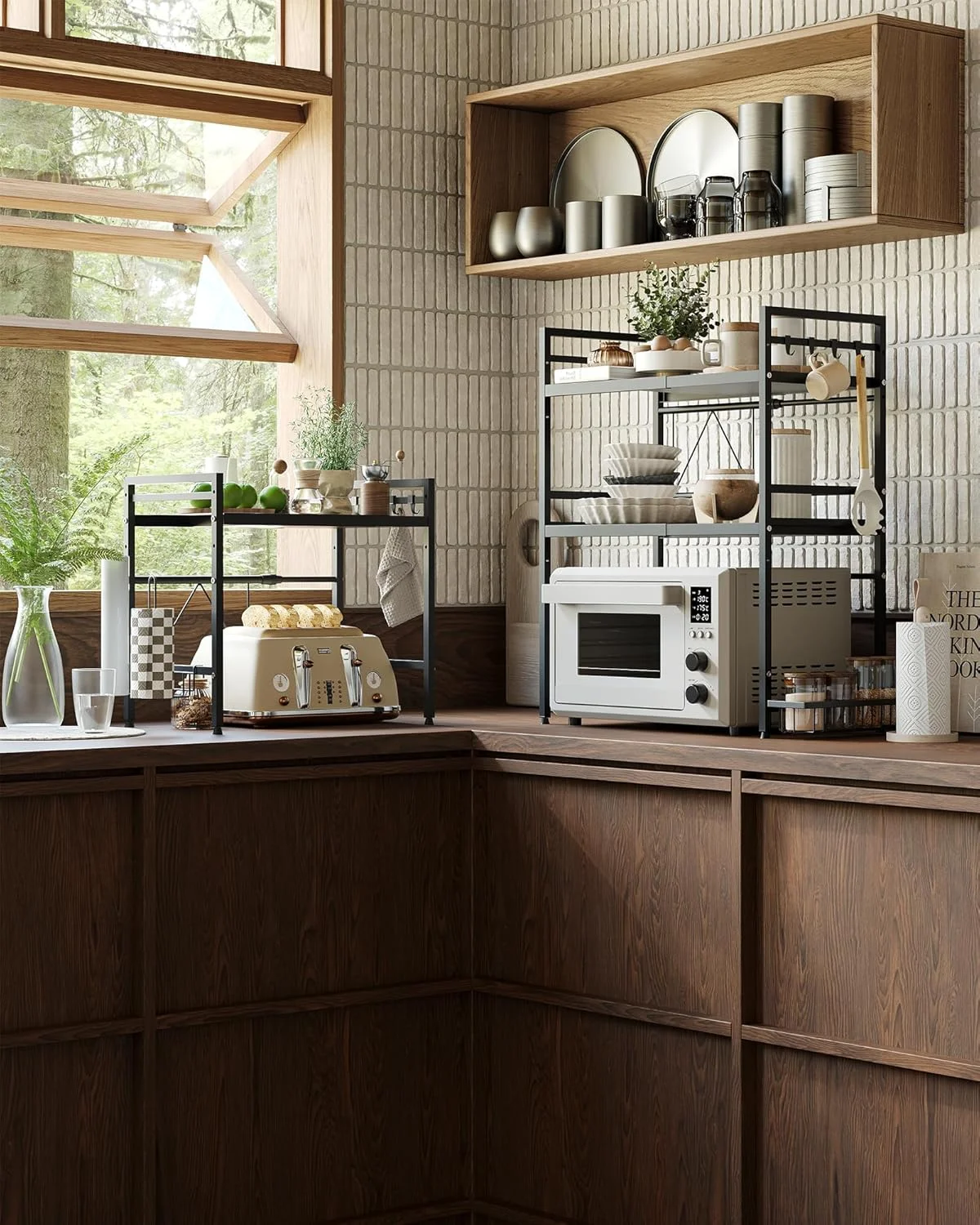 پایه مایکروویو 3 طبقه NETEL، قفسه مایکروویو فولادی کربنی قابل گسترش با نگهدارنده لوازم جانبی، قفسه سازمان دهنده آشپزخانه با ظرفیت بزرگ برای صرفه جویی در فضا، قفسه های مایکروویو، مشکی پایه مایکروویو 3 طبقه NETEL، قفسه مایکروویو فولادی کربنی قابل گسترش با نگهدارنده لوازم جانبی، قفسه سازمان دهنده آشپزخانه با ظرفیت بزرگ برای صرفه جویی در فضا، قفسه های مایکروویو، مشکی