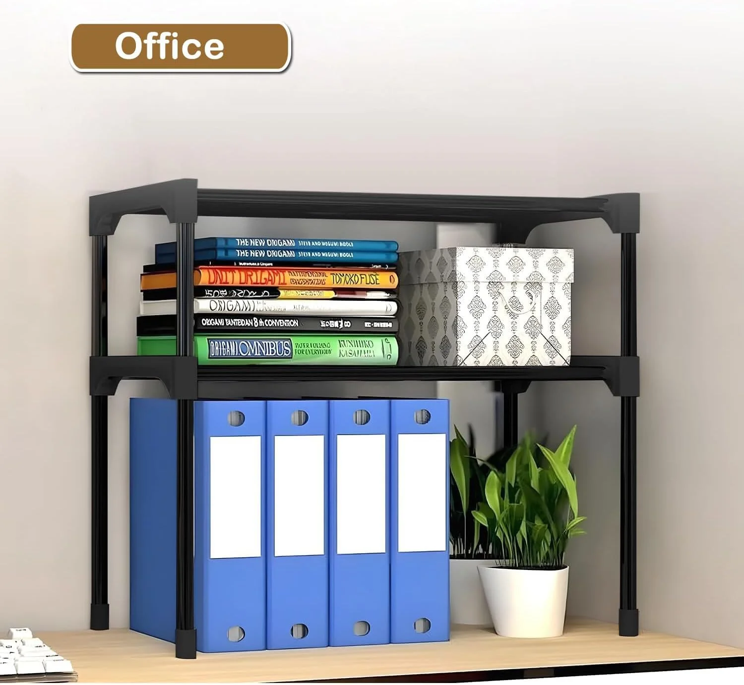 قفسه مایکروویو، قفسه رومیزی آشپزخانه 2 طبقه با سبدهای ذخیره سازی قابل جابجایی، پایه مایکروویو فلزی بادوام، سازمان دهنده رومیزی صرفه جویی در فضا برای مایکروویو، ادویه جات (مشکی)