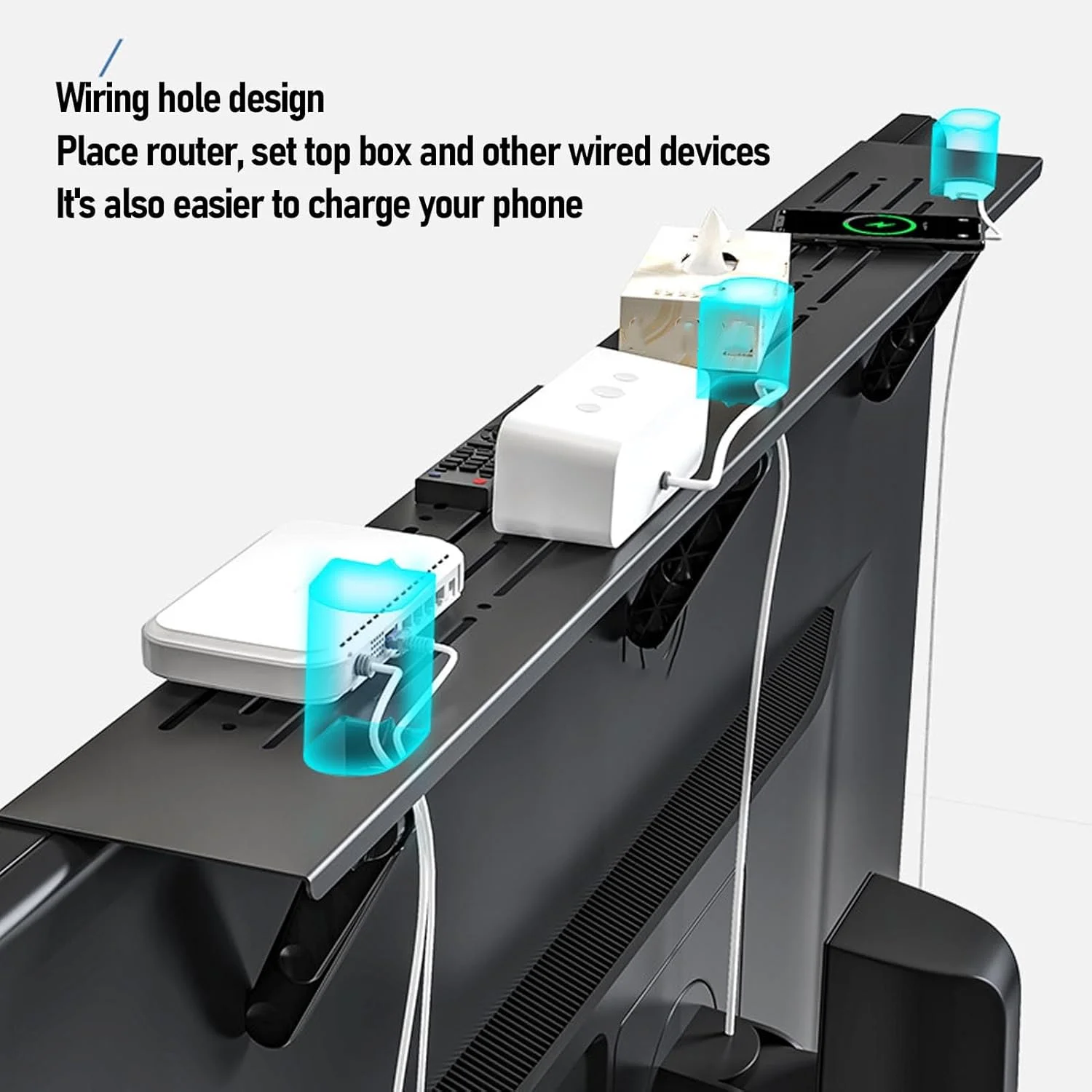 طبقه بالای تلویزیون، سازمان دهنده فولادی تلویزیون با بازوهای نگهدارنده قابل تنظیم، پایه شناور صفحه نمایش، 60 سانتی متر، تحمل وزن تا 6 کیلوگرم، مشکی، سازگار با دستگاه های الکترونیکی مختلف و دکوراسیون منزل طبقه بالای تلویزیون، سازمان دهنده فولادی تلویزیون با بازوهای نگهدارنده قابل تنظیم، پایه شناور صفحه نمایش، 60 سانتی متر، تحمل وزن تا 6 کیلوگرم، مشکی، سازگار با دستگاه های الکترونیکی مختلف و دکوراسیون منزل