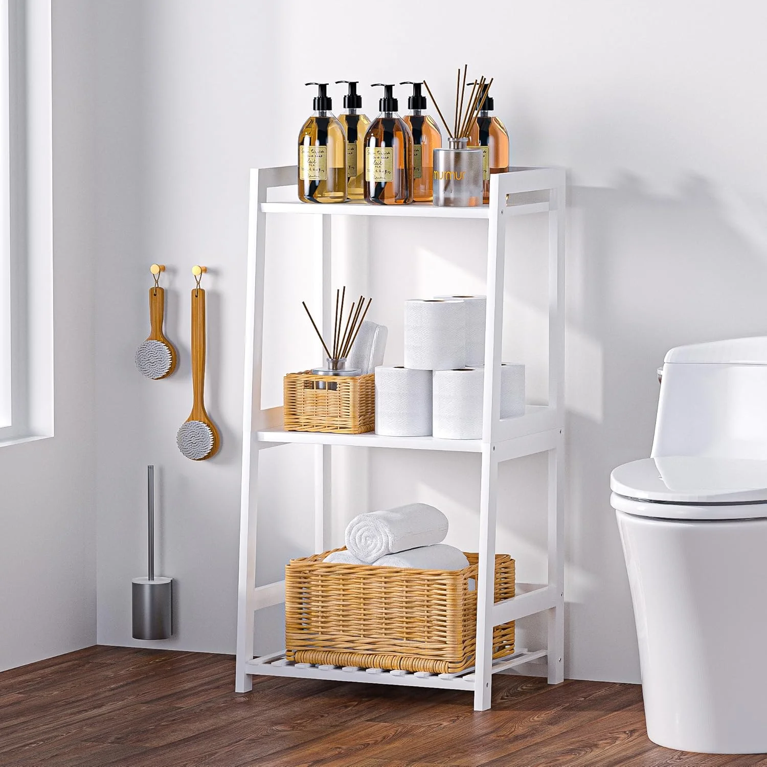 قفسه حمام، قفسه نردبانی 3 طبقه، میز کنار تختی بامبو با قفسه بندی باز، قفسه کتاب، میز کنار مبلی، استند گل برای اتاق نشیمن، اتاق خواب، حمام، آشپزخانه، بالکن قفسه حمام، قفسه نردبانی 3 طبقه، میز کنار تختی بامبو با قفسه بندی باز، قفسه کتاب، میز کنار مبلی، استند گل برای اتاق نشیمن، اتاق خواب، حمام، آشپزخانه، بالکن