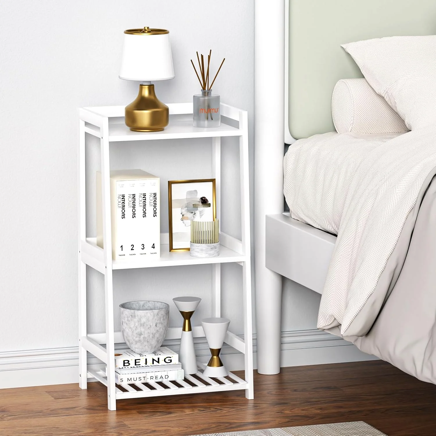 قفسه حمام، قفسه نردبانی 3 طبقه، میز کنار تختی بامبو با قفسه بندی باز، قفسه کتاب، میز کنار مبلی، استند گل برای اتاق نشیمن، اتاق خواب، حمام، آشپزخانه، بالکن قفسه حمام، قفسه نردبانی 3 طبقه، میز کنار تختی بامبو با قفسه بندی باز، قفسه کتاب، میز کنار مبلی، استند گل برای اتاق نشیمن، اتاق خواب، حمام، آشپزخانه، بالکن