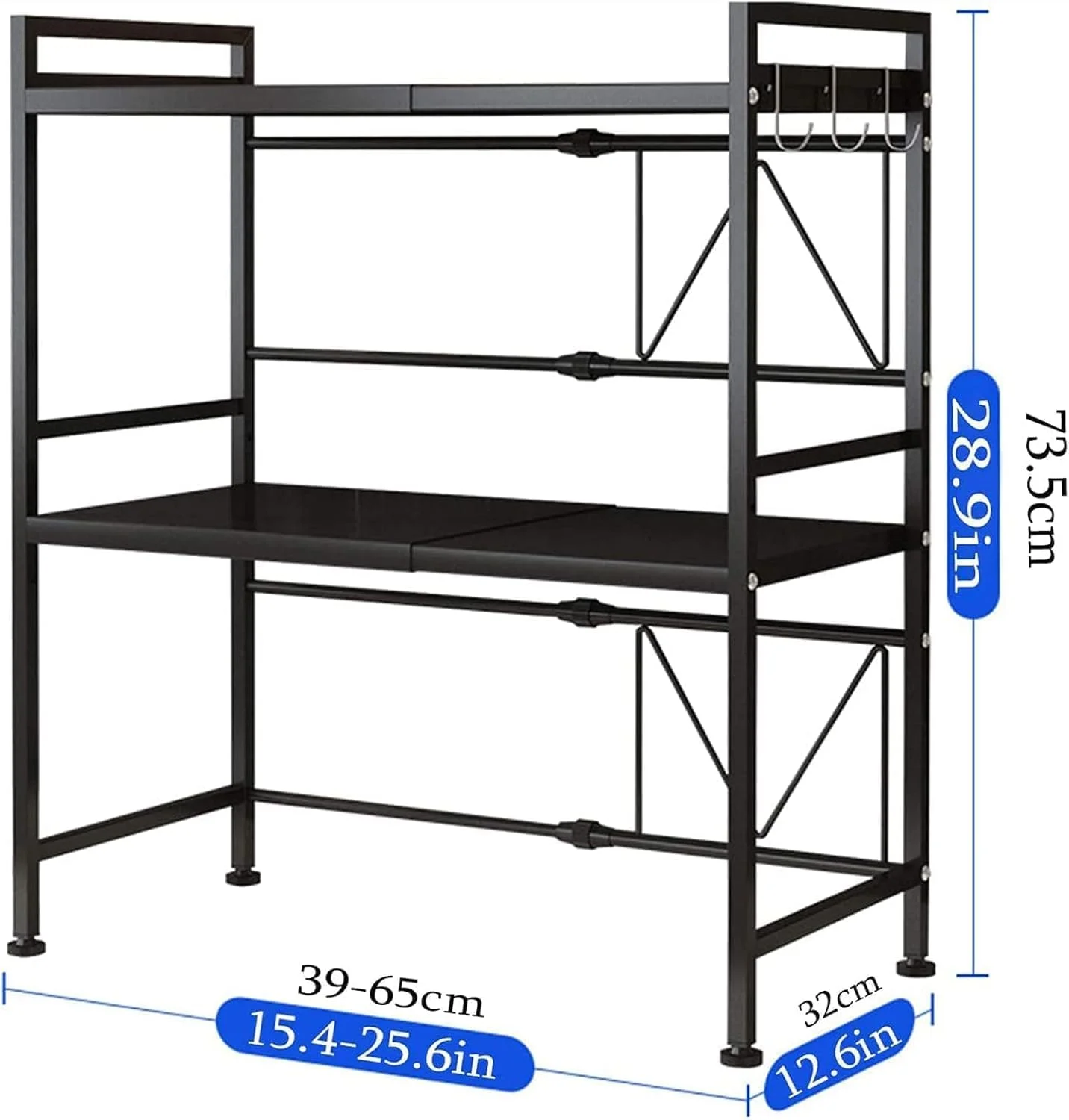 قفسه مایکروویو برای آشپزخانه، استند مایکروویو با 3 قلاب، قفسه مایکروویو با قابلیت گسترش افقی، قفسه قابل تنظیم برای نگهداری اجاق توستر و پلوپز - مشکی قفسه مایکروویو برای آشپزخانه، استند مایکروویو با 3 قلاب، قفسه مایکروویو با قابلیت گسترش افقی، قفسه قابل تنظیم برای نگهداری اجاق توستر و پلوپز - مشکی