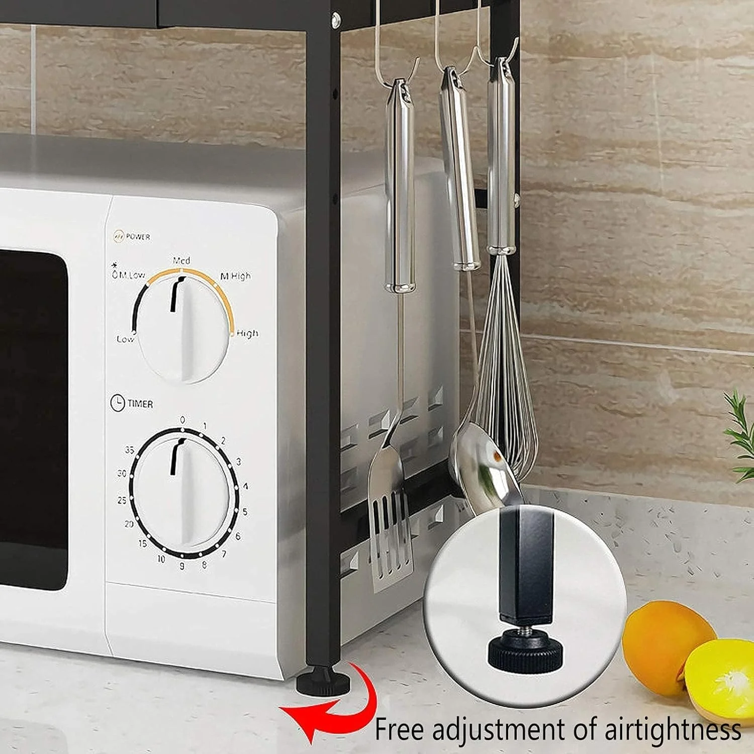 قفسه مایکروویو برای آشپزخانه، استند مایکروویو با 3 قلاب، قفسه مایکروویو با قابلیت گسترش افقی، قفسه قابل تنظیم برای نگهداری اجاق توستر و پلوپز - مشکی قفسه مایکروویو برای آشپزخانه، استند مایکروویو با 3 قلاب، قفسه مایکروویو با قابلیت گسترش افقی، قفسه قابل تنظیم برای نگهداری اجاق توستر و پلوپز - مشکی