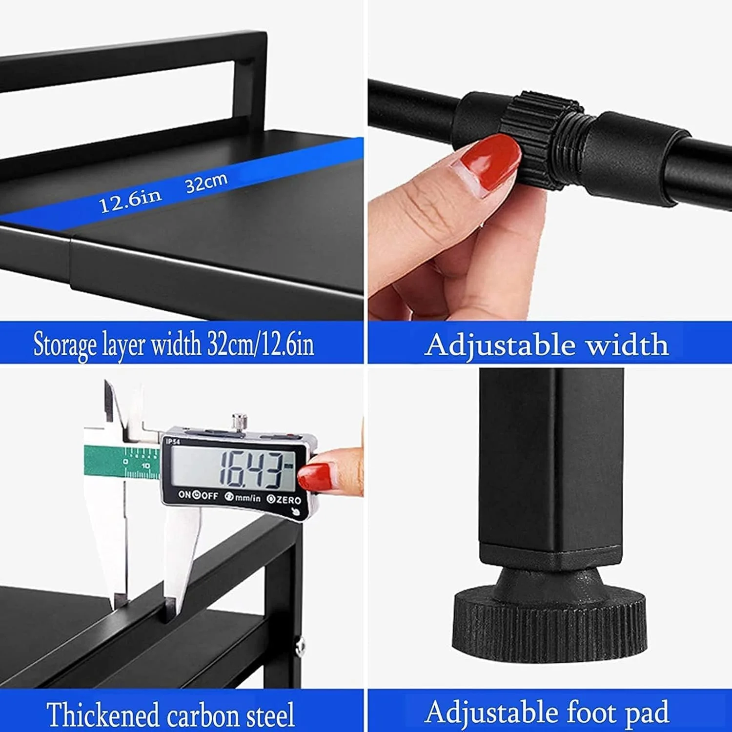 قفسه مایکروویو برای آشپزخانه، استند مایکروویو با 3 قلاب، قفسه مایکروویو با قابلیت گسترش افقی، قفسه قابل تنظیم برای نگهداری اجاق توستر و پلوپز - مشکی قفسه مایکروویو برای آشپزخانه، استند مایکروویو با 3 قلاب، قفسه مایکروویو با قابلیت گسترش افقی، قفسه قابل تنظیم برای نگهداری اجاق توستر و پلوپز - مشکی