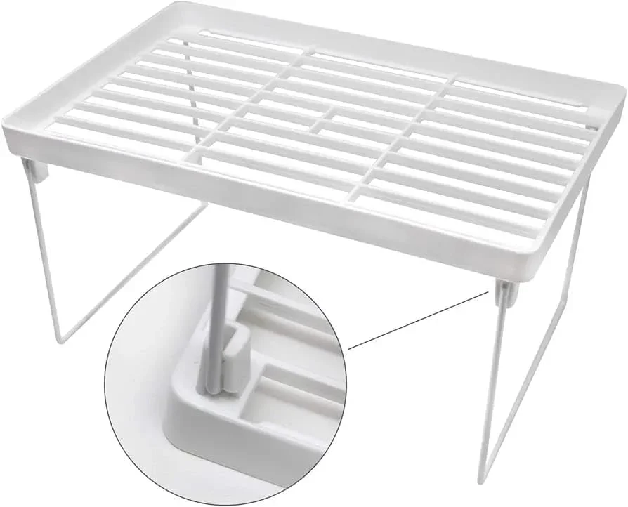 ست ۳ تکه قفسه نظم دهنده آشپزخانه، قفسه نظم دهنده کابینت، استند پلاستیکی تاشو و قابل انباشت برای آشپزخانه، حمام، میز، کابینت و انبار – سفید ست ۳ تکه قفسه نظم دهنده آشپزخانه، قفسه نظم دهنده کابینت، استند پلاستیکی تاشو و قابل انباشت برای آشپزخانه، حمام، میز، کابینت و انبار – سفید