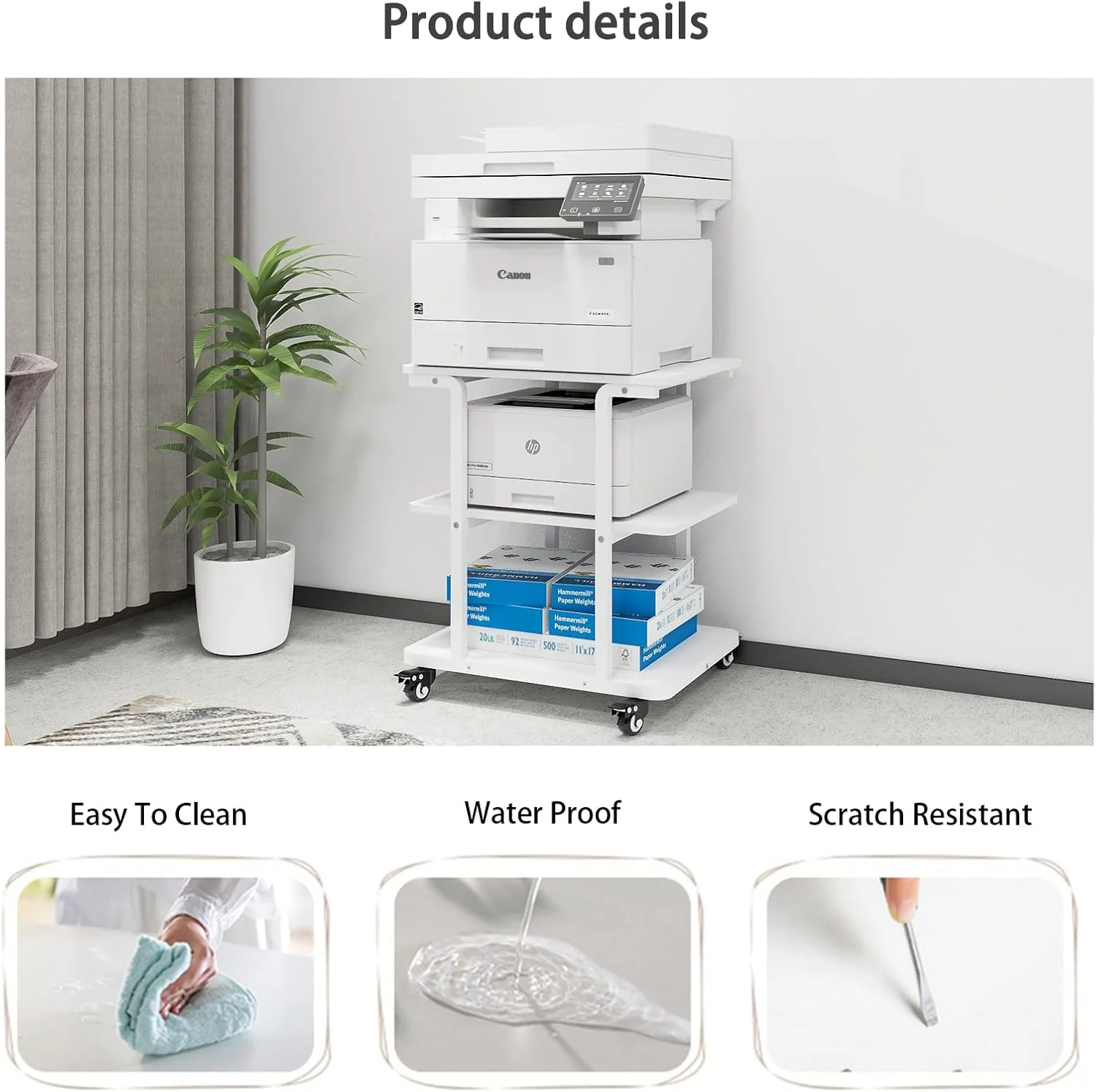 پایه پرینتر سه طبقه PUNCIA با فضای ذخیره سازی 60x50x67 سانتی متر، میز بزرگ پرینتر چرخ دار، ترولی ذخیره سازی زیر میز، چرخ دستی سنگین متحرک، قفسه فکس و اسکنر برای دفتر کار خانگی (سفید) پایه پرینتر سه طبقه PUNCIA با فضای ذخیره سازی 60x50x67 سانتی متر، میز بزرگ پرینتر چرخ دار، ترولی ذخیره سازی زیر میز، چرخ دستی سنگین متحرک، قفسه فکس و اسکنر برای دفتر کار خانگی (سفید)