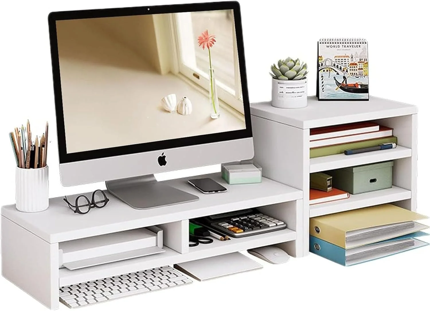 پایه مانیتور ROUNY، 2 طبقه، پایه مانیتور کامپیوتر با قفسه ذخیره سازی 3 لایه، پایه مانیتور چوبی با سازمان دهنده ذخیره سازی برای چاپگر، کامپیوتر، صرفه جویی در فضا پایه لپ تاپ برای خانه و دفتر (سفید) پایه مانیتور ROUNY، 2 طبقه، پایه مانیتور کامپیوتر با قفسه ذخیره سازی 3 لایه، پایه مانیتور چوبی با سازمان دهنده ذخیره سازی برای چاپگر، کامپیوتر، صرفه جویی در فضا پایه لپ تاپ برای خانه و دفتر (سفید)