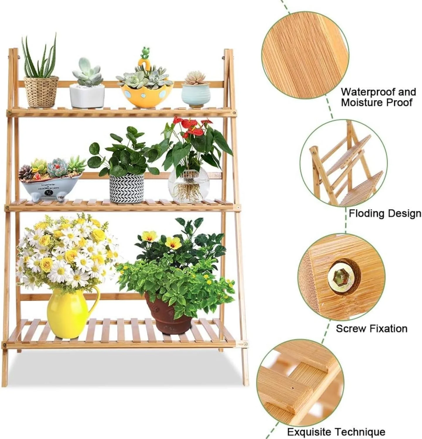 استند گل 3 طبقه ROUNY، قفسه تاشو گل و قفسه نگهداری برای گیاهان متعدد - نمایش گوشه ای صرفه جویی در فضا برای استفاده در فضای داخلی و خارجی در بالکن، پاسیو، اتاق نشیمن، اتاق خواب (رنگ چوب) استند گل 3 طبقه ROUNY، قفسه تاشو گل و قفسه نگهداری برای گیاهان متعدد - نمایش گوشه ای صرفه جویی در فضا برای استفاده در فضای داخلی و خارجی در بالکن، پاسیو، اتاق نشیمن، اتاق خواب (رنگ چوب)