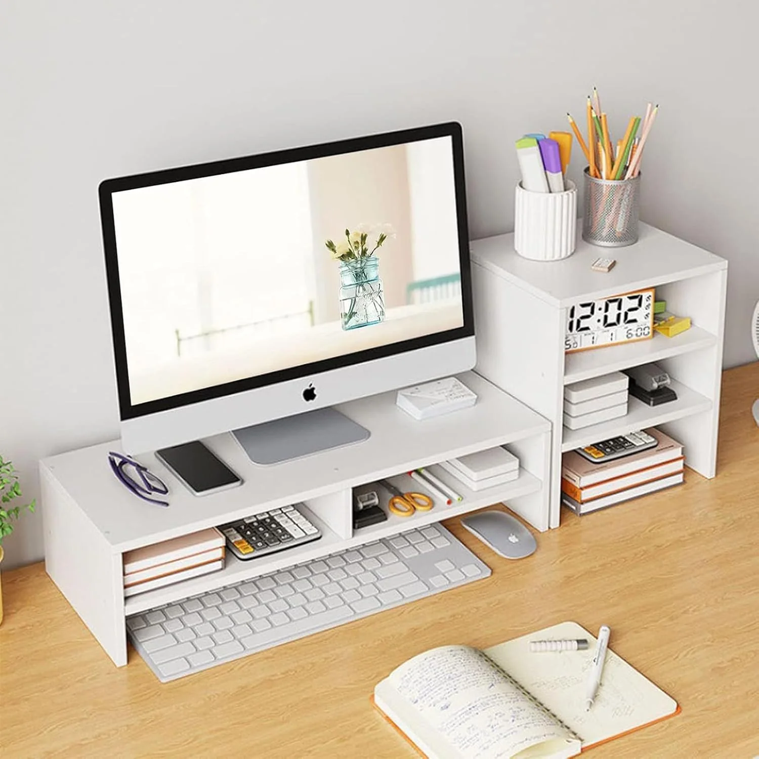 پایه مانیتور ROUNY، 2 طبقه، پایه مانیتور کامپیوتر با قفسه ذخیره سازی 3 لایه، پایه مانیتور چوبی با سازمان دهنده ذخیره سازی برای چاپگر، کامپیوتر، صرفه جویی در فضا پایه لپ تاپ برای خانه و دفتر (سفید) پایه مانیتور ROUNY، 2 طبقه، پایه مانیتور کامپیوتر با قفسه ذخیره سازی 3 لایه، پایه مانیتور چوبی با سازمان دهنده ذخیره سازی برای چاپگر، کامپیوتر، صرفه جویی در فضا پایه لپ تاپ برای خانه و دفتر (سفید)