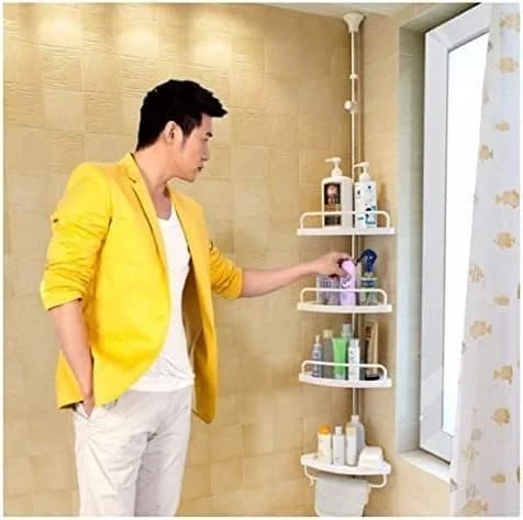 قفسه دوش حمام، استند گوشه ای 4 طبقه، قفسه های ارگانایزر کدی با ارتفاع قابل تنظیم (254 تا 320 سانتی متر) قفسه دوش حمام، استند گوشه ای 4 طبقه، قفسه های ارگانایزر کدی با ارتفاع قابل تنظیم (254 تا 320 سانتی متر)