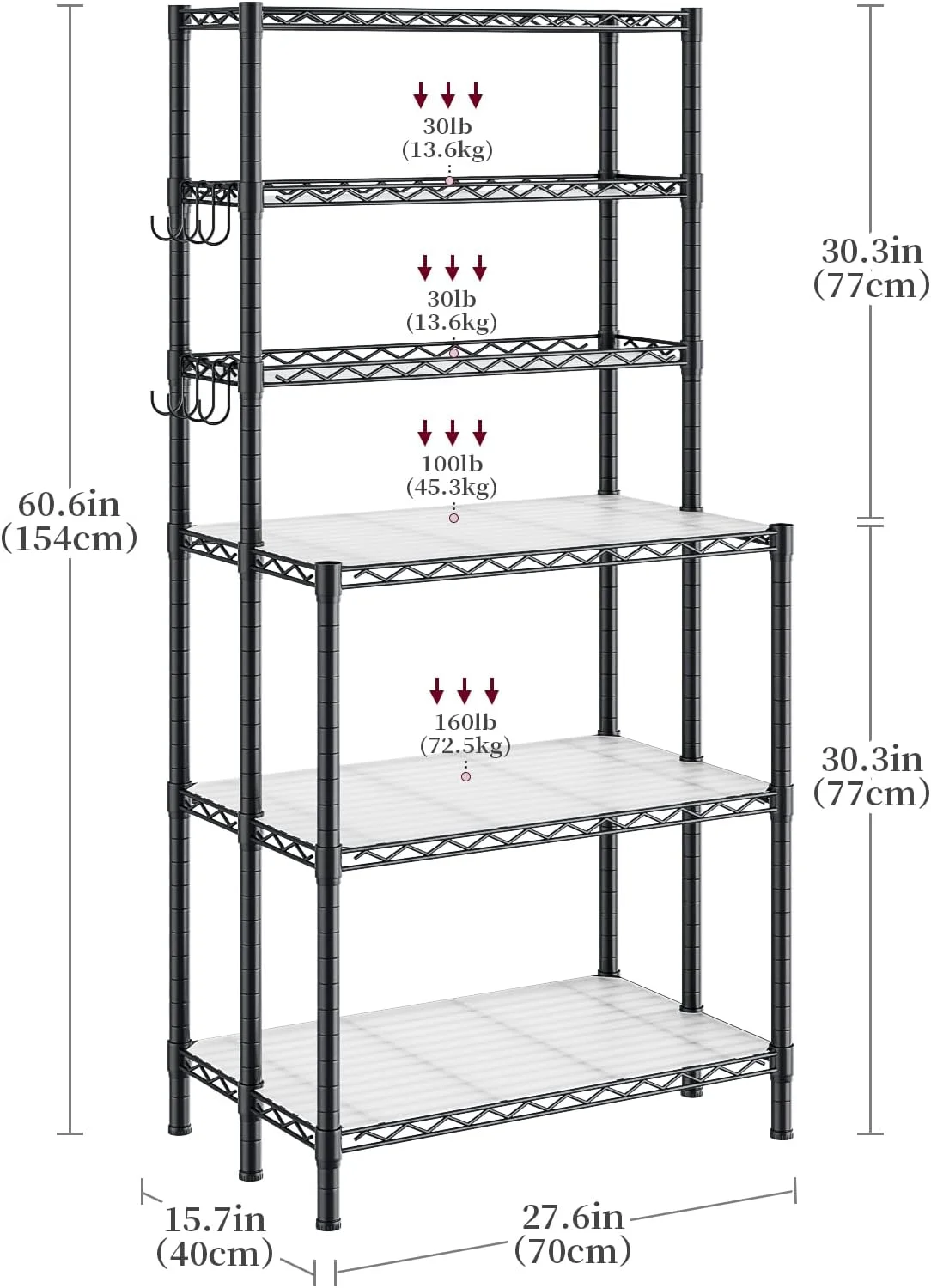 قفسه نانوایی، استند مایکروویو، قفسه بندی با قفسه قابل تنظیم برای آشپزخانه، اتاق نشیمن، انبار (مشکی، 70x40x154 سانتی متر) قفسه نانوایی، استند مایکروویو، قفسه بندی با قفسه قابل تنظیم برای آشپزخانه، اتاق نشیمن، انبار (مشکی، 70x40x154 سانتی متر)