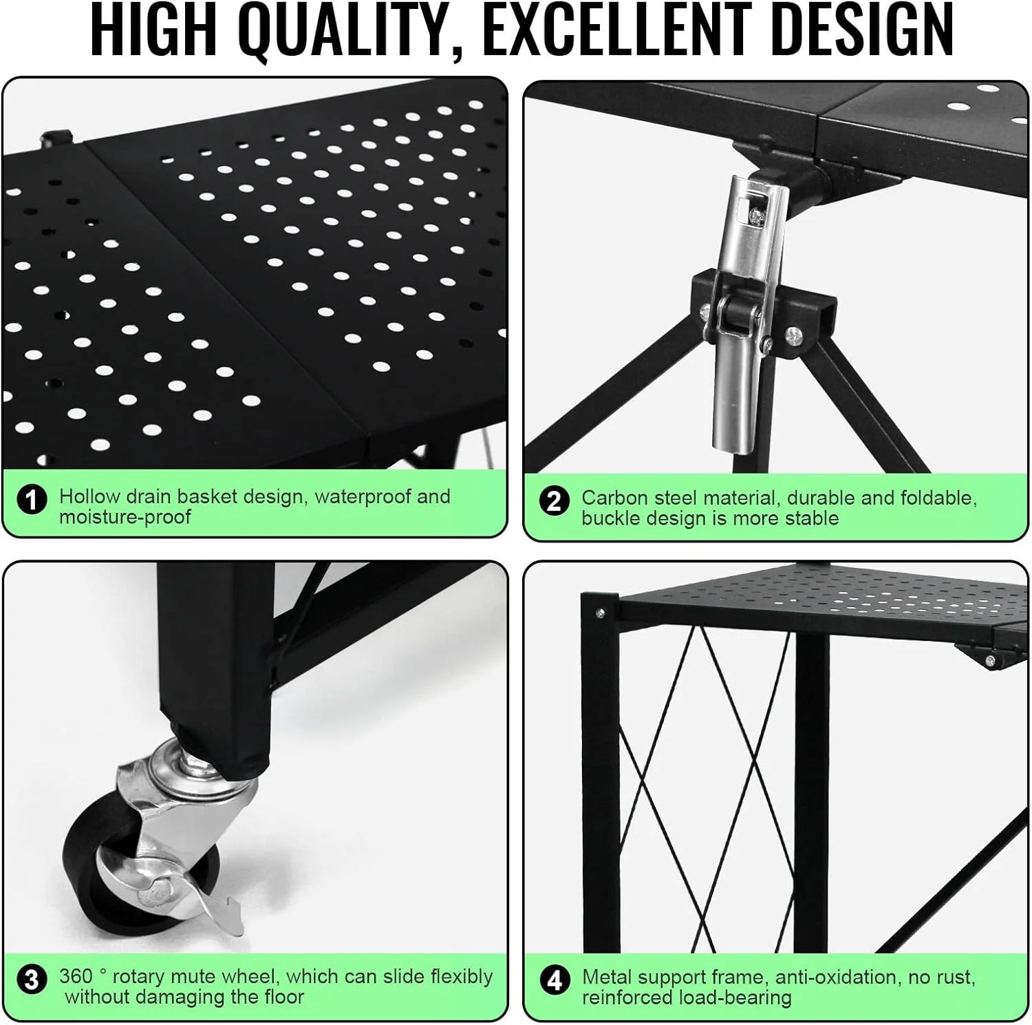 قفسه تاشو 4 طبقه SKY-TOUCH، قفسه نگهداری کابینت آشپزخانه، قفسه چند منظوره برای اتاق نشیمن، اتاق خواب، آشپزخانه، گاراژ، مشکی قفسه تاشو 4 طبقه SKY-TOUCH، قفسه نگهداری کابینت آشپزخانه، قفسه چند منظوره برای اتاق نشیمن، اتاق خواب، آشپزخانه، گاراژ، مشکی