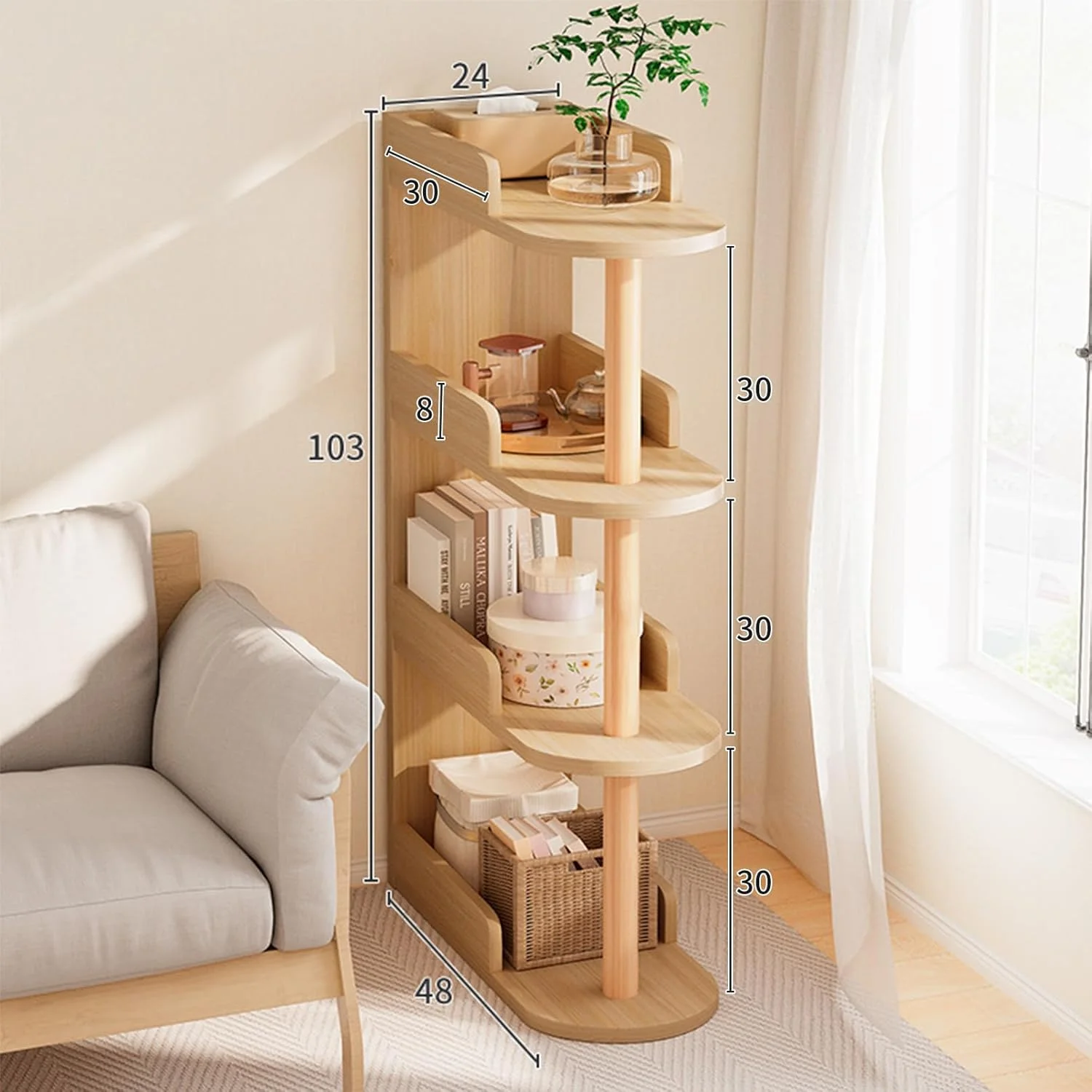 کتابخانه گوشه ای کوچک سویین پینت - قفسه کتاب چوبی 4 طبقه، قفسه نمایش کتاب ایستاده برای اتاق نشیمن، اتاق خواب، دفتر کار خانگی (سفید) (چوبی) کتابخانه گوشه ای کوچک سویین پینت - قفسه کتاب چوبی 4 طبقه، قفسه نمایش کتاب ایستاده برای اتاق نشیمن، اتاق خواب، دفتر کار خانگی (سفید) (چوبی)