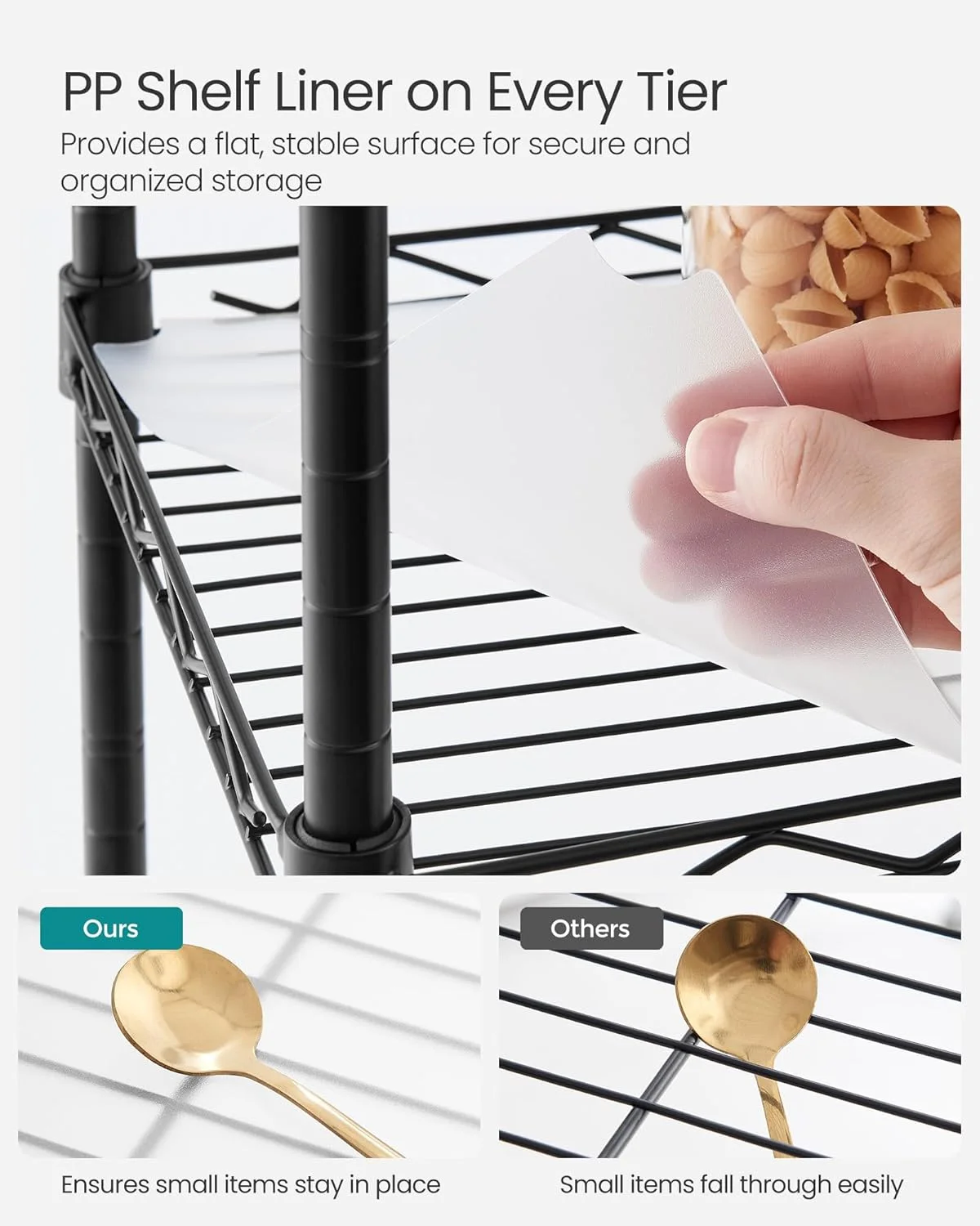 قفسه حمام 3 طبقه SONGMICS، قفسه ذخیره سازی برای فضای کوچک، با 3 لاینر قفسه PP، قلاب قابل جابجایی، طراحی قابل افزایش، مشکی جوهری و شفاف ULGR103B01 قفسه حمام 3 طبقه SONGMICS، قفسه ذخیره سازی برای فضای کوچک، با 3 لاینر قفسه PP، قلاب قابل جابجایی، طراحی قابل افزایش، مشکی جوهری و شفاف ULGR103B01