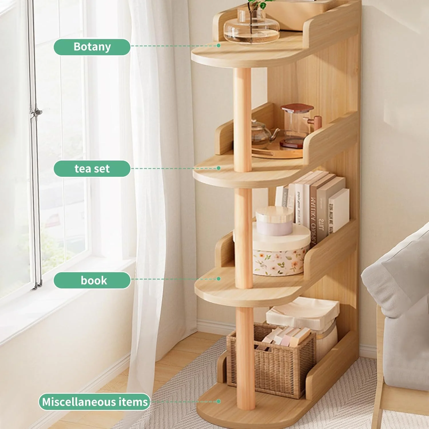 کتابخانه گوشه ای کوچک سویین پینت - قفسه کتاب چوبی 4 طبقه، قفسه نمایش کتاب ایستاده برای اتاق نشیمن، اتاق خواب، دفتر کار خانگی (سفید) (چوبی) کتابخانه گوشه ای کوچک سویین پینت - قفسه کتاب چوبی 4 طبقه، قفسه نمایش کتاب ایستاده برای اتاق نشیمن، اتاق خواب، دفتر کار خانگی (سفید) (چوبی)