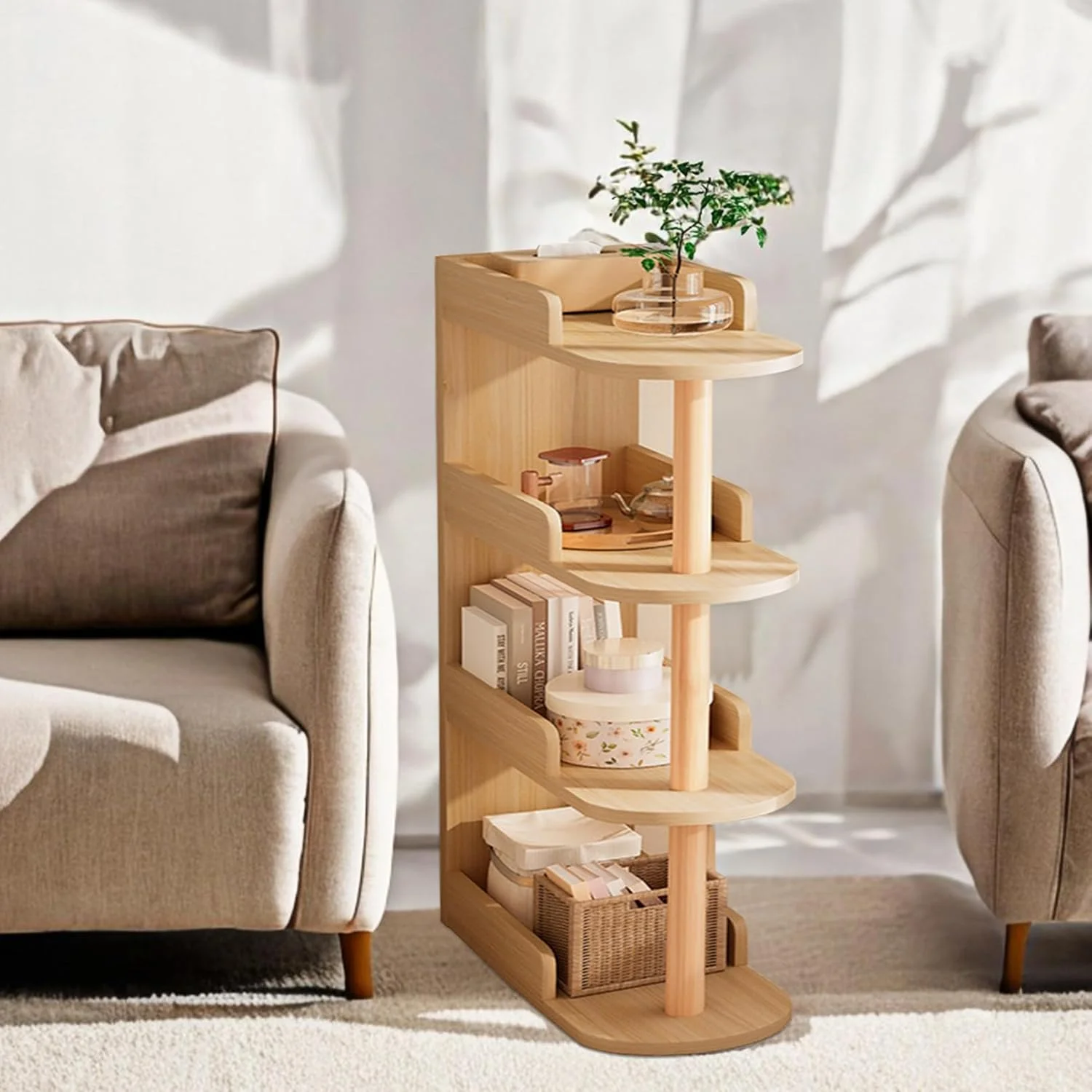 کتابخانه گوشه ای کوچک سویین پینت - قفسه کتاب چوبی 4 طبقه، قفسه نمایش کتاب ایستاده برای اتاق نشیمن، اتاق خواب، دفتر کار خانگی (سفید) (چوبی) کتابخانه گوشه ای کوچک سویین پینت - قفسه کتاب چوبی 4 طبقه، قفسه نمایش کتاب ایستاده برای اتاق نشیمن، اتاق خواب، دفتر کار خانگی (سفید) (چوبی)