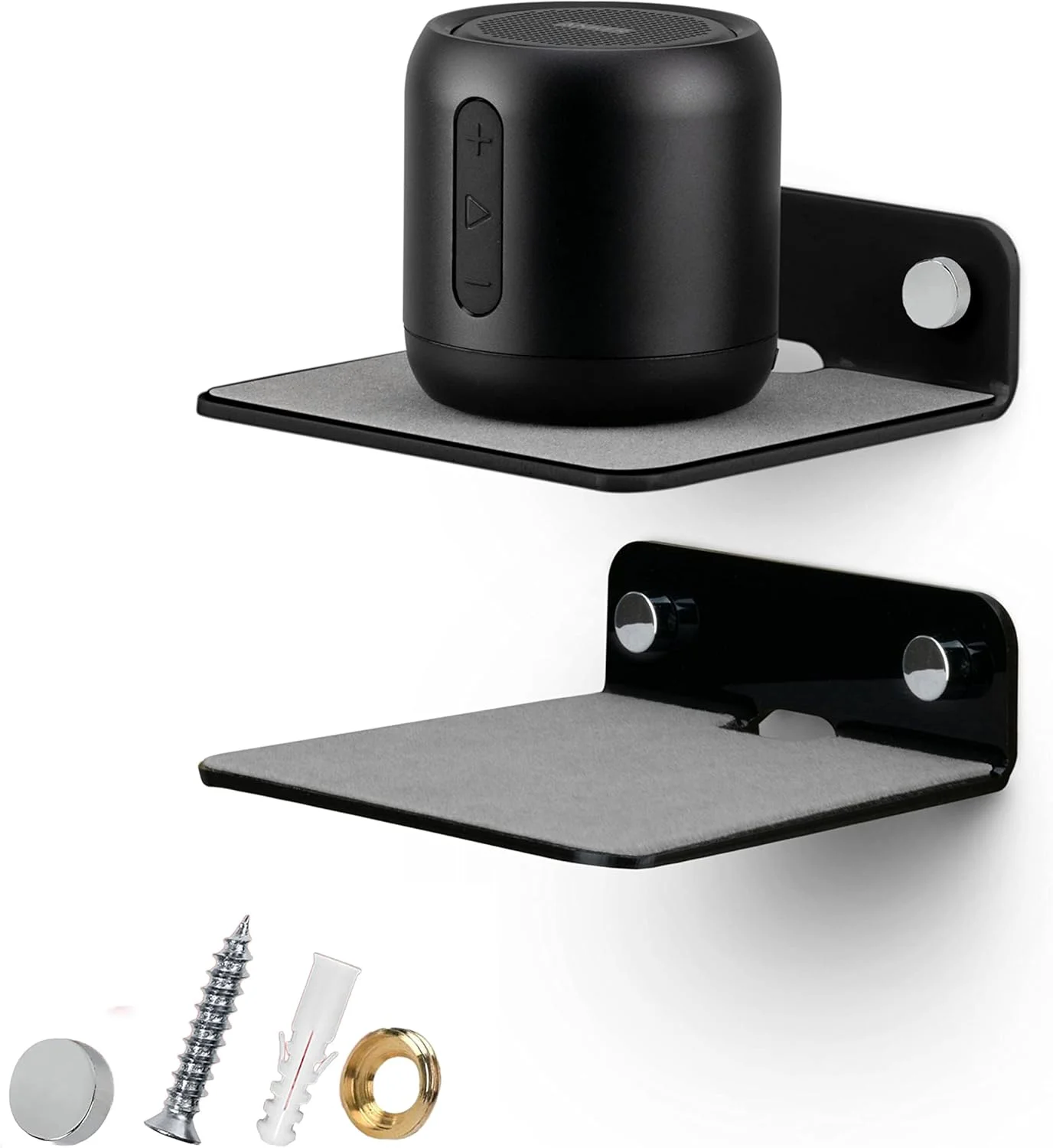 بسته 2 عددی شلف دیواری فلزی کوچک TERRIFI، پایه بلندگوی بلوتوثی شناور 4 اینچی، شلف های مینی پاپ، ضد لغزش، برای دوربین ها، دوربین های مداربسته کودک، وب کم، روتر و موارد دیگر، نصب دیواری با پیچ (مشکی) بسته 2 عددی شلف دیواری فلزی کوچک TERRIFI، پایه بلندگوی بلوتوثی شناور 4 اینچی، شلف های مینی پاپ، ضد لغزش، برای دوربین ها، دوربین های مداربسته کودک، وب کم، روتر و موارد دیگر، نصب دیواری با پیچ (مشکی)