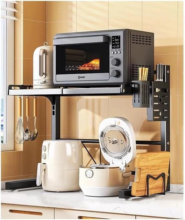 قفسه مایکروویو قابل گسترش TAPIT، قفسه نانوایی مایکروویو قابل تنظیم، پایه فلزی سنگین، سازمان دهنده رومیزی برای نگهداری ظروف آشپزخانه، مناسب برای آشپزخانه، منزل و اداره (A01-مشکی دو طبقه) قفسه مایکروویو قابل گسترش TAPIT، قفسه نانوایی مایکروویو قابل تنظیم، پایه فلزی سنگین، سازمان دهنده رومیزی برای نگهداری ظروف آشپزخانه، مناسب برای آشپزخانه، منزل و اداره (A01-مشکی دو طبقه)