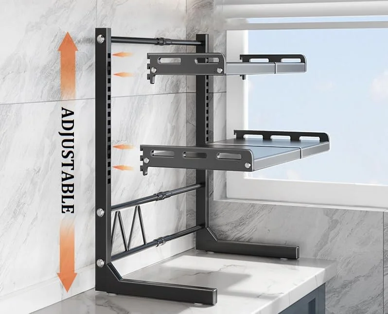 قفسه مایکروویو قابل گسترش TAPIT، قفسه نانوایی مایکروویو قابل تنظیم، پایه فلزی سنگین، سازمان دهنده رومیزی برای نگهداری ظروف آشپزخانه، مناسب برای آشپزخانه، منزل و اداره (A01-مشکی دو طبقه) قفسه مایکروویو قابل گسترش TAPIT، قفسه نانوایی مایکروویو قابل تنظیم، پایه فلزی سنگین، سازمان دهنده رومیزی برای نگهداری ظروف آشپزخانه، مناسب برای آشپزخانه، منزل و اداره (A01-مشکی دو طبقه)