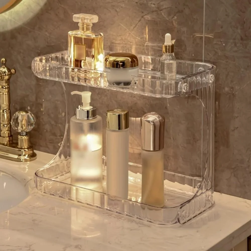 قفسه شفاف رومیزی چند منظوره قابل حمل حمام بدون نیاز به سوراخکاری قفسه آرایشی قفسه حمام دو لایه نگهداری لوازم آرایشی قفسه نگهداری محصولات مراقبت از پوست استند نمایش قفسه شفاف رومیزی چند منظوره قابل حمل حمام بدون نیاز به سوراخکاری قفسه آرایشی قفسه حمام دو لایه نگهداری لوازم آرایشی قفسه نگهداری محصولات مراقبت از پوست استند نمایش