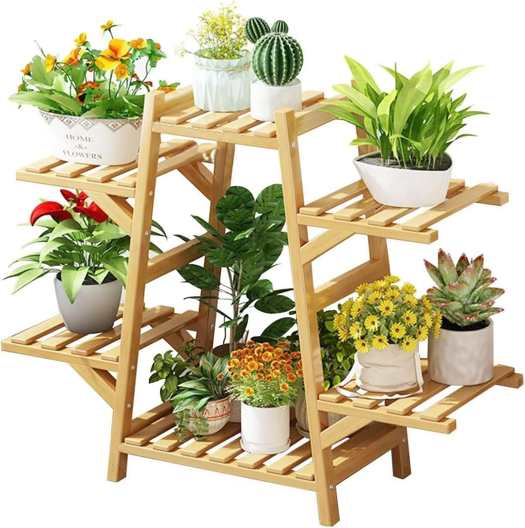 استند گلدان UNIFACE، قفسه بامبو برای گیاهان آپارتمانی، قفسه چوبی برای گیاهان چندگانه، هولدر نردبانی 4 طبقه برای 6 گلدان، قفسه گل ضد خوردگی برای بالکن اتاق نشیمن باغ (4 طبقه) استند گلدان UNIFACE، قفسه بامبو برای گیاهان آپارتمانی، قفسه چوبی برای گیاهان چندگانه، هولدر نردبانی 4 طبقه برای 6 گلدان، قفسه گل ضد خوردگی برای بالکن اتاق نشیمن باغ (4 طبقه)