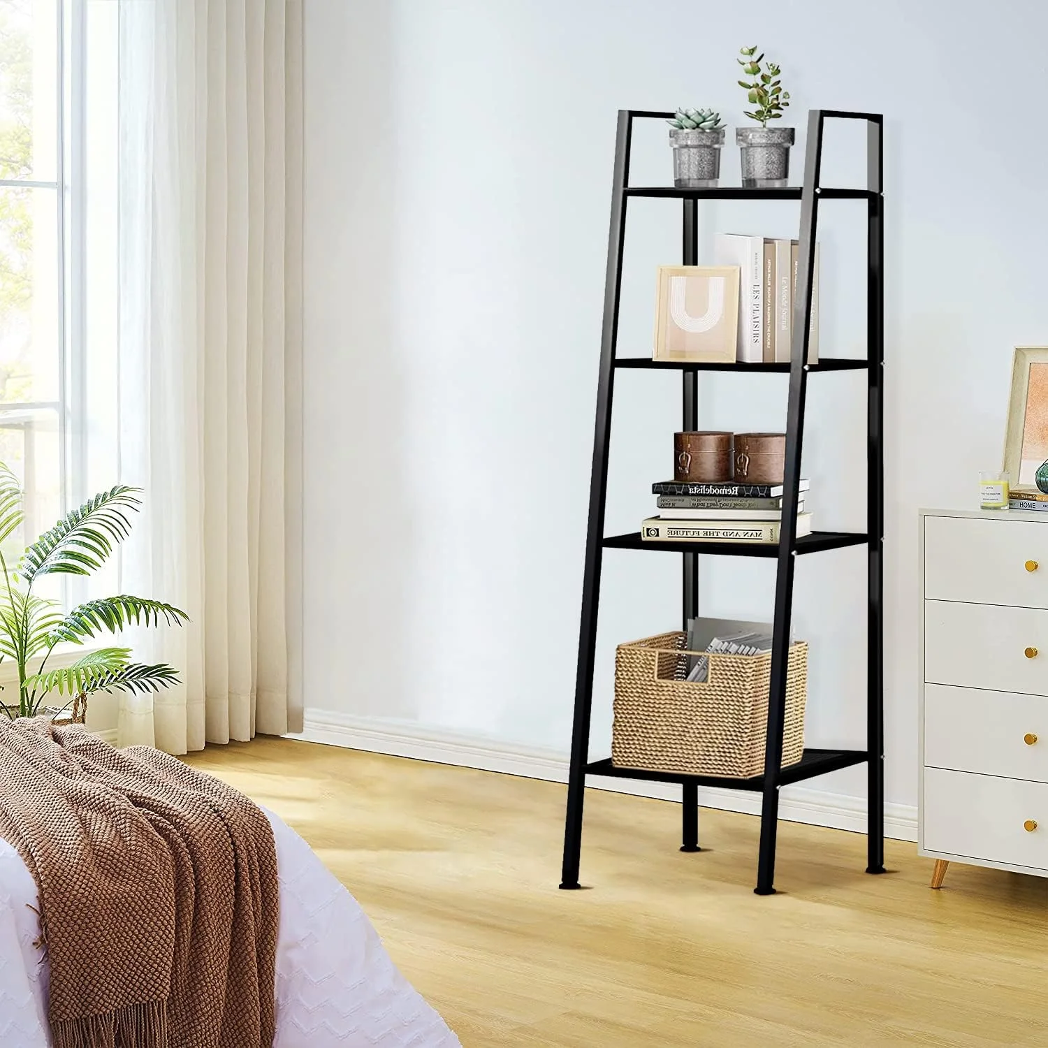 قفسه کتاب Uptyia، قفسه کتاب 4 طبقه Uptyia با قفسه های باز، قفسه کتاب ایستاده با قاب فلزی برای اتاق نشیمن، اتاق خواب قفسه کتاب Uptyia، قفسه کتاب 4 طبقه Uptyia با قفسه های باز، قفسه کتاب ایستاده با قاب فلزی برای اتاق نشیمن، اتاق خواب