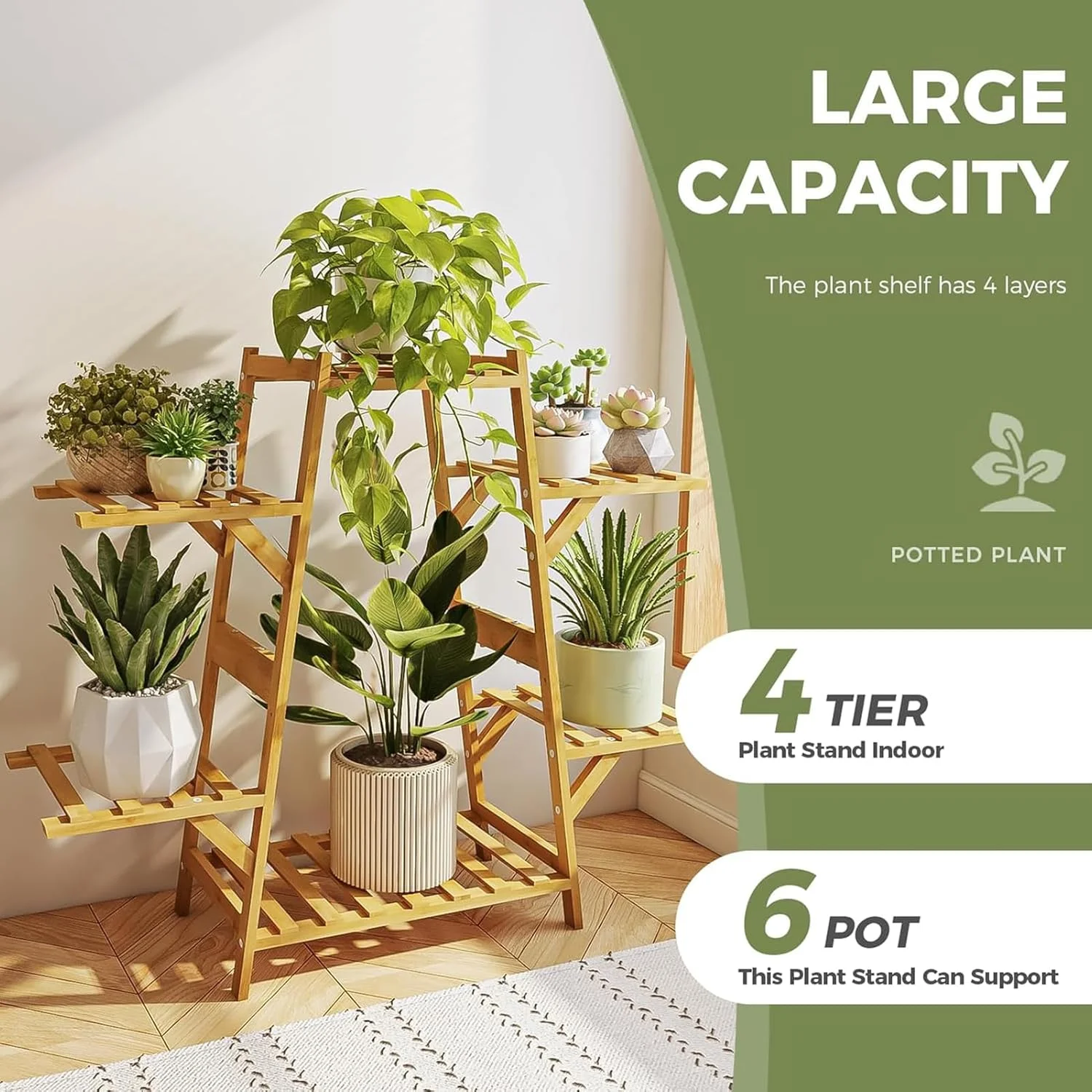 استند گلدان UNIFACE، قفسه بامبو برای گیاهان آپارتمانی، قفسه چوبی برای گیاهان چندگانه، هولدر نردبانی 4 طبقه برای 6 گلدان، قفسه گل ضد خوردگی برای بالکن اتاق نشیمن باغ (4 طبقه) استند گلدان UNIFACE، قفسه بامبو برای گیاهان آپارتمانی، قفسه چوبی برای گیاهان چندگانه، هولدر نردبانی 4 طبقه برای 6 گلدان، قفسه گل ضد خوردگی برای بالکن اتاق نشیمن باغ (4 طبقه)