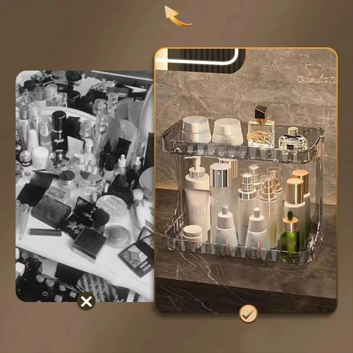 قفسه شفاف رومیزی چند منظوره قابل حمل حمام بدون نیاز به سوراخکاری قفسه آرایشی قفسه حمام دو لایه نگهداری لوازم آرایشی قفسه نگهداری محصولات مراقبت از پوست استند نمایش قفسه شفاف رومیزی چند منظوره قابل حمل حمام بدون نیاز به سوراخکاری قفسه آرایشی قفسه حمام دو لایه نگهداری لوازم آرایشی قفسه نگهداری محصولات مراقبت از پوست استند نمایش