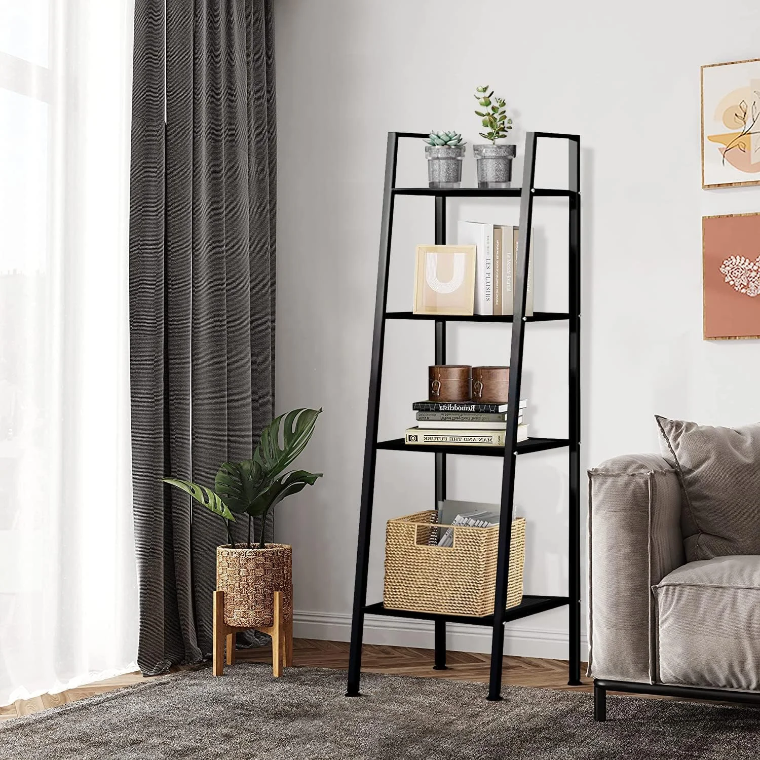 قفسه کتاب Uptyia، قفسه کتاب 4 طبقه Uptyia با قفسه های باز، قفسه کتاب ایستاده با قاب فلزی برای اتاق نشیمن، اتاق خواب قفسه کتاب Uptyia، قفسه کتاب 4 طبقه Uptyia با قفسه های باز، قفسه کتاب ایستاده با قاب فلزی برای اتاق نشیمن، اتاق خواب