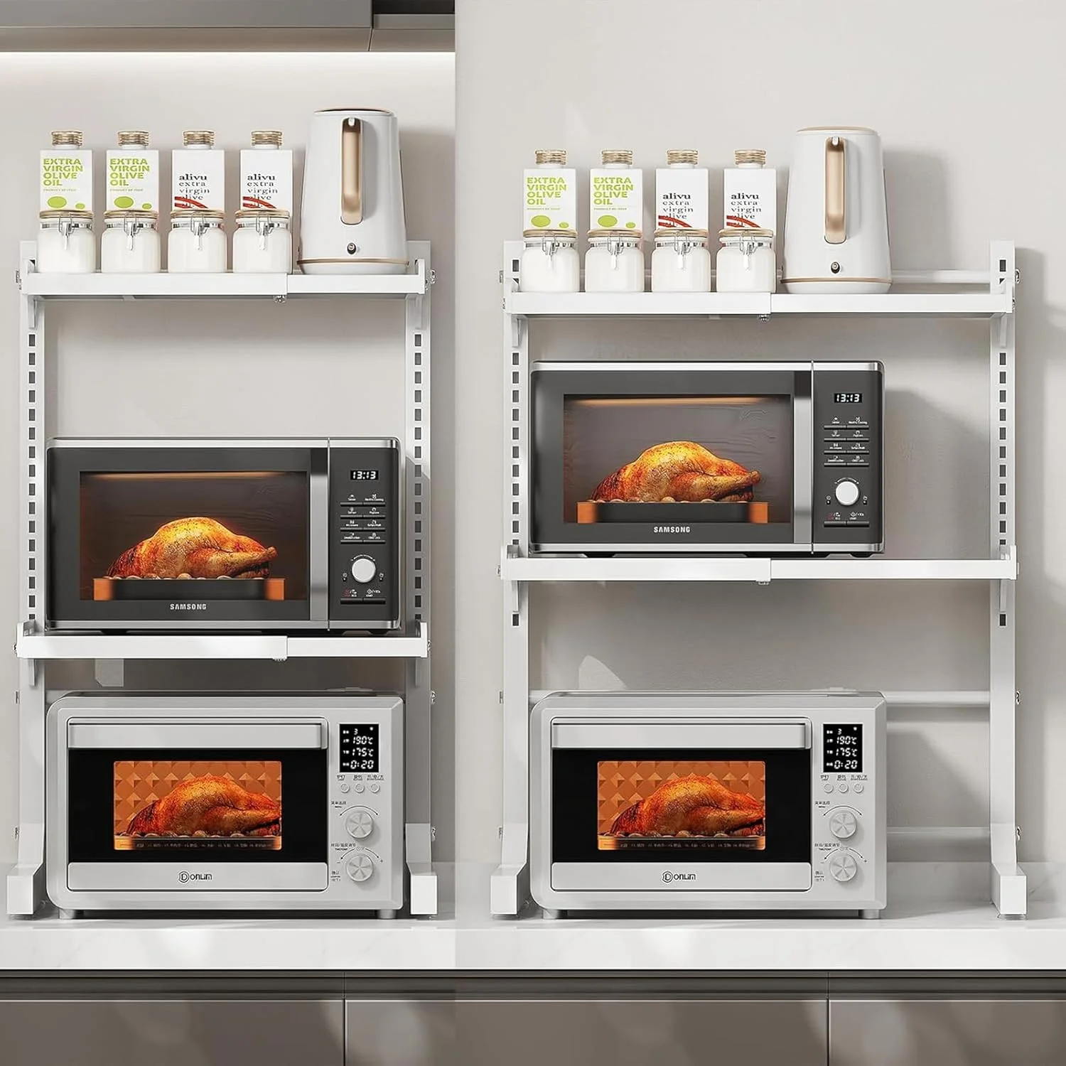 استند مایکروویو U-HOOME برای آشپزخانه، قفسه مایکروویو 3 طبقه قابل گسترش، قفسه سازمان دهنده پیشخوان آشپزخانه، قفسه نگهداری آشپزخانه، سازمان دهنده رومیزی، قفسه استند آشپزخانه (سفید) استند مایکروویو U-HOOME برای آشپزخانه، قفسه مایکروویو 3 طبقه قابل گسترش، قفسه سازمان دهنده پیشخوان آشپزخانه، قفسه نگهداری آشپزخانه، سازمان دهنده رومیزی، قفسه استند آشپزخانه (سفید)