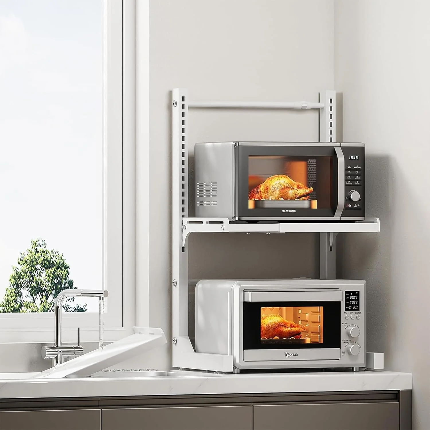 استند مایکروویو U-HOOME برای آشپزخانه، قفسه مایکروویو 3 طبقه قابل گسترش، قفسه سازمان دهنده پیشخوان آشپزخانه، قفسه نگهداری آشپزخانه، سازمان دهنده رومیزی، قفسه استند آشپزخانه (سفید) استند مایکروویو U-HOOME برای آشپزخانه، قفسه مایکروویو 3 طبقه قابل گسترش، قفسه سازمان دهنده پیشخوان آشپزخانه، قفسه نگهداری آشپزخانه، سازمان دهنده رومیزی، قفسه استند آشپزخانه (سفید)