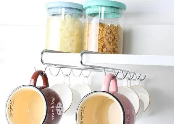 آویز استیل لیوان و فنجان زیر کابینتی Zeinwap با 10 قلاب، مناسب برای آشپزخانه، کابینت و میز، بسته 1 عددی آویز استیل لیوان و فنجان زیر کابینتی Zeinwap با 10 قلاب، مناسب برای آشپزخانه، کابینت و میز، بسته 1 عددی