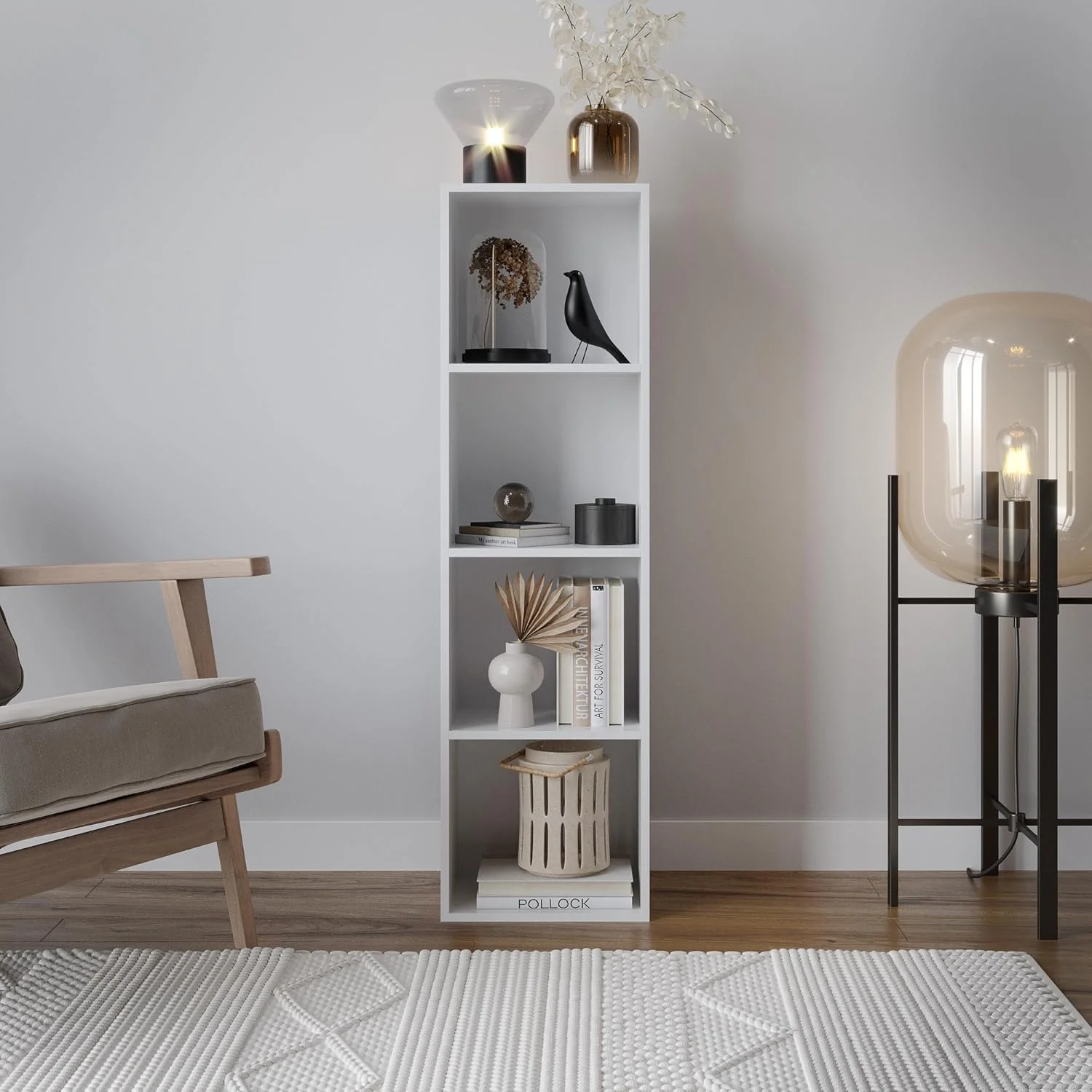 قفسه کتاب چوبی چند طبقه URBNLIVING، واحد قفسه بندی و نمایشگر چوبی (سفید، 4 طبقه) قفسه کتاب چوبی چند طبقه URBNLIVING، واحد قفسه بندی و نمایشگر چوبی (سفید، 4 طبقه)