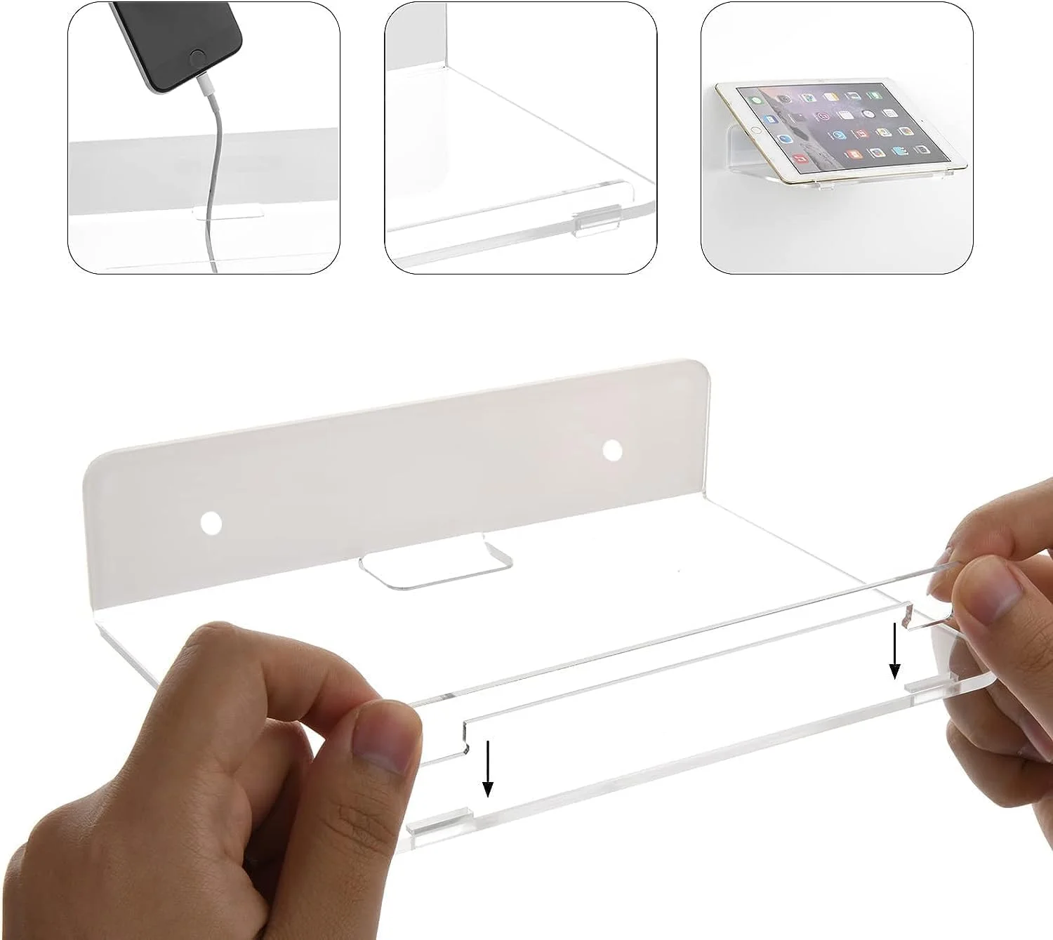 ست 2 عددی شلف دیواری شناور آکریلیک، استند قفسه دیواری چسبی برای گلدان، بلندگو، دوربین، مجسمه در دفتر و خانه، 20x15 سانتی متر ست 2 عددی شلف دیواری شناور آکریلیک، استند قفسه دیواری چسبی برای گلدان، بلندگو، دوربین، مجسمه در دفتر و خانه، 20x15 سانتی متر