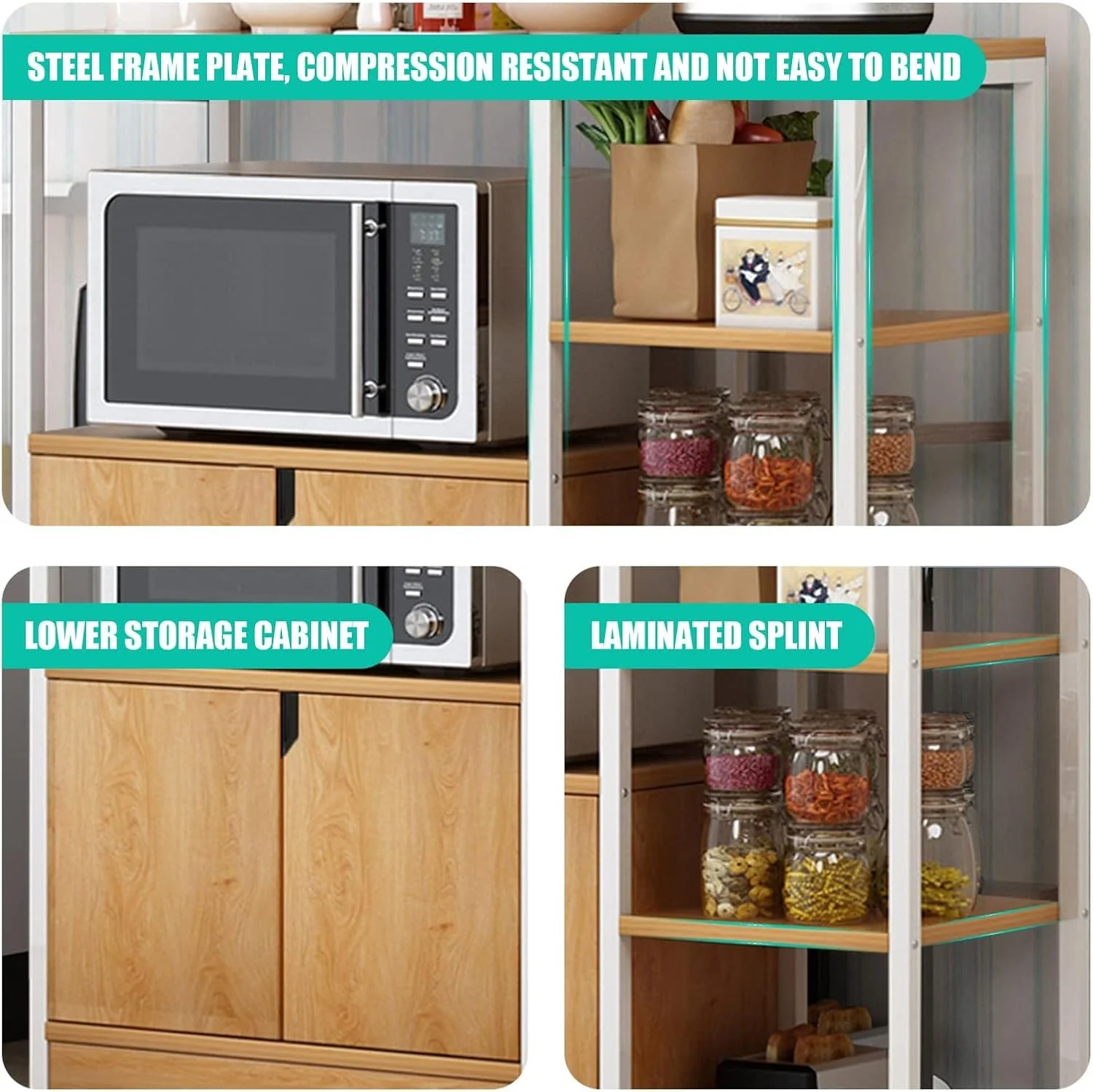 پایه مایکروویو URbazaar با کابینت ذخیره سازی، کابینت آشپزخانه، قفسه آشپزخانه، قفسه ذخیره سازی چند لایه آشپزخانه برای ادویه جات، ظروف، سبزیجات، میوه (4 طبقه سفید-A) پایه مایکروویو URbazaar با کابینت ذخیره سازی، کابینت آشپزخانه، قفسه آشپزخانه، قفسه ذخیره سازی چند لایه آشپزخانه برای ادویه جات، ظروف، سبزیجات، میوه (4 طبقه سفید-A)