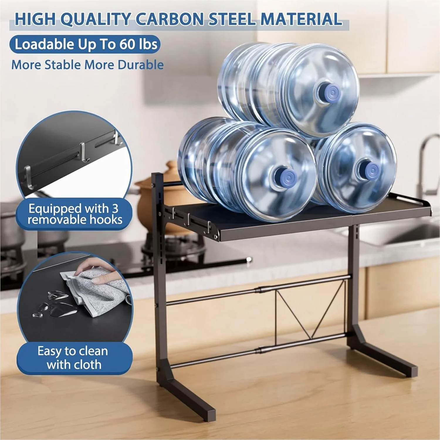 استند مایکروویو قابل گسترش VUCATIN، قفسه مایکروویو قابل تنظیم 2 طبقه از جنس فولاد کربنی، سازمان دهنده رومیزی آشپزخانه، تحمل بار 25 کیلوگرم با 6 قلاب (سفید 2 طبقه ارتقا یافته) استند مایکروویو قابل گسترش VUCATIN، قفسه مایکروویو قابل تنظیم 2 طبقه از جنس فولاد کربنی، سازمان دهنده رومیزی آشپزخانه، تحمل بار 25 کیلوگرم با 6 قلاب (سفید 2 طبقه ارتقا یافته)