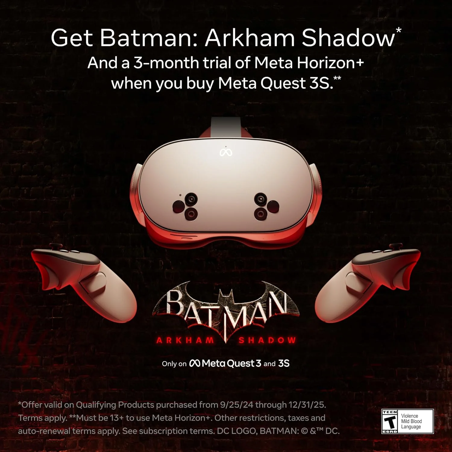 Meta Quest 3S با حافظه 128 گیگابایت - شامل Batman: Arkham Shadow و اشتراک 3 ماهه Meta Quest+ - هدست همه کاره